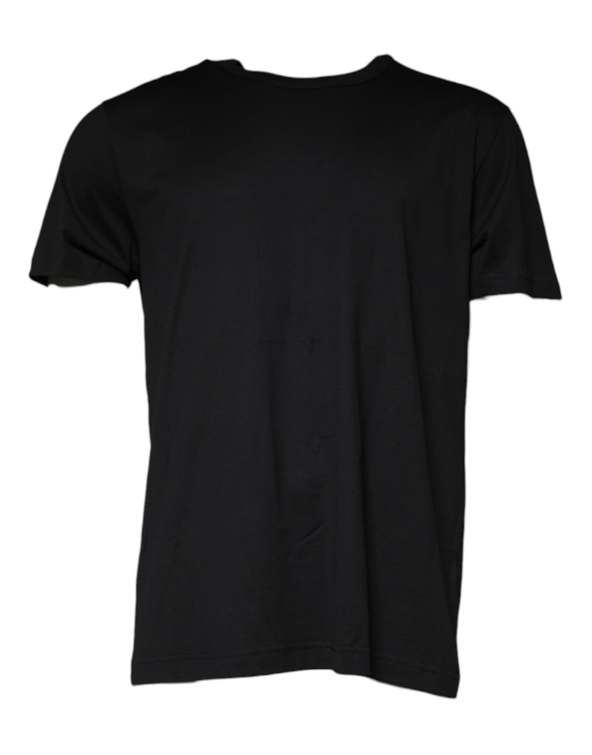 T-shirt à manches courtes en coton noir de Dolce & Gabbana avec col ras du cou, vue de face.