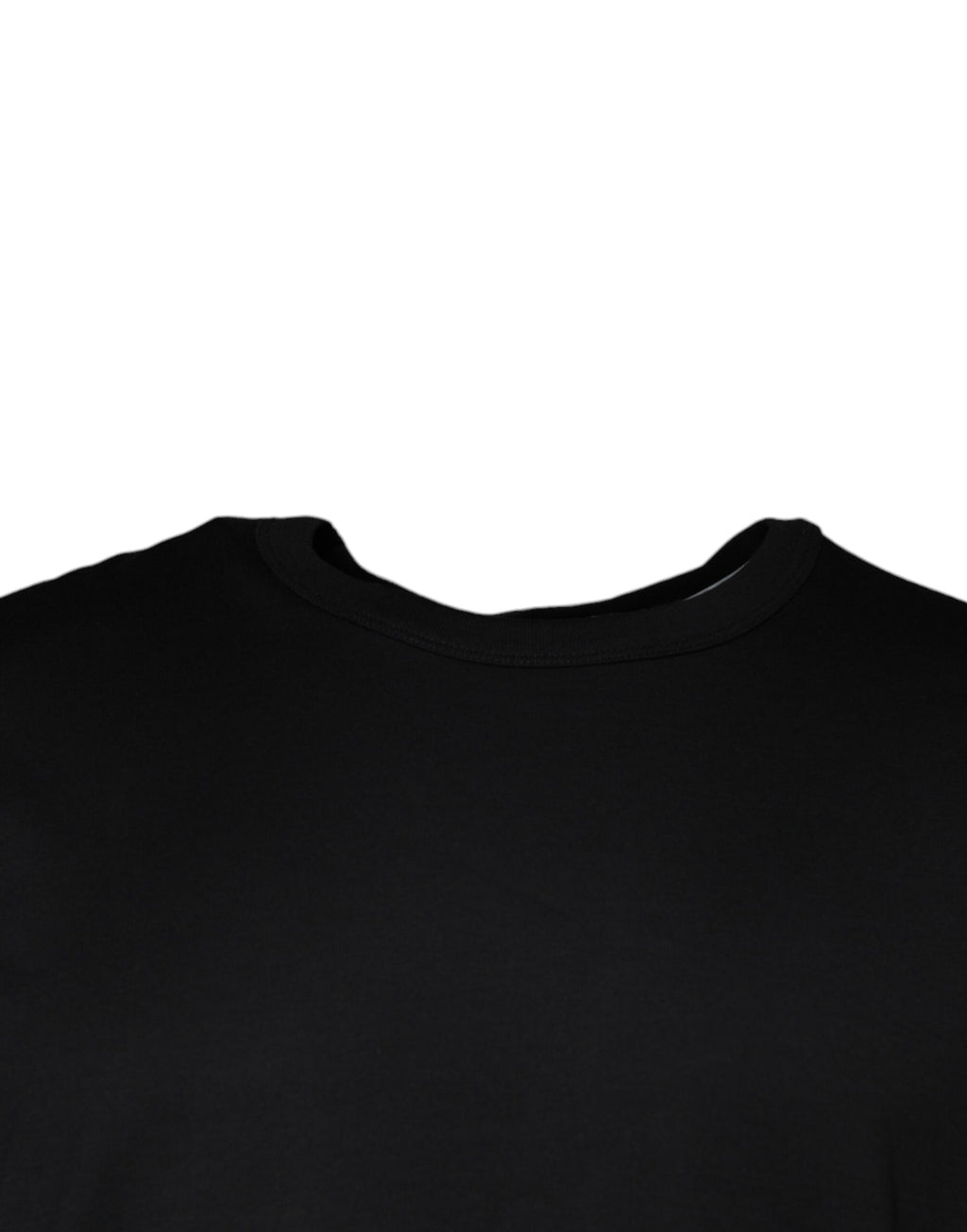 T-shirt noir en coton de Dolce & Gabbana avec col rond et manches courtes, vue frontale.