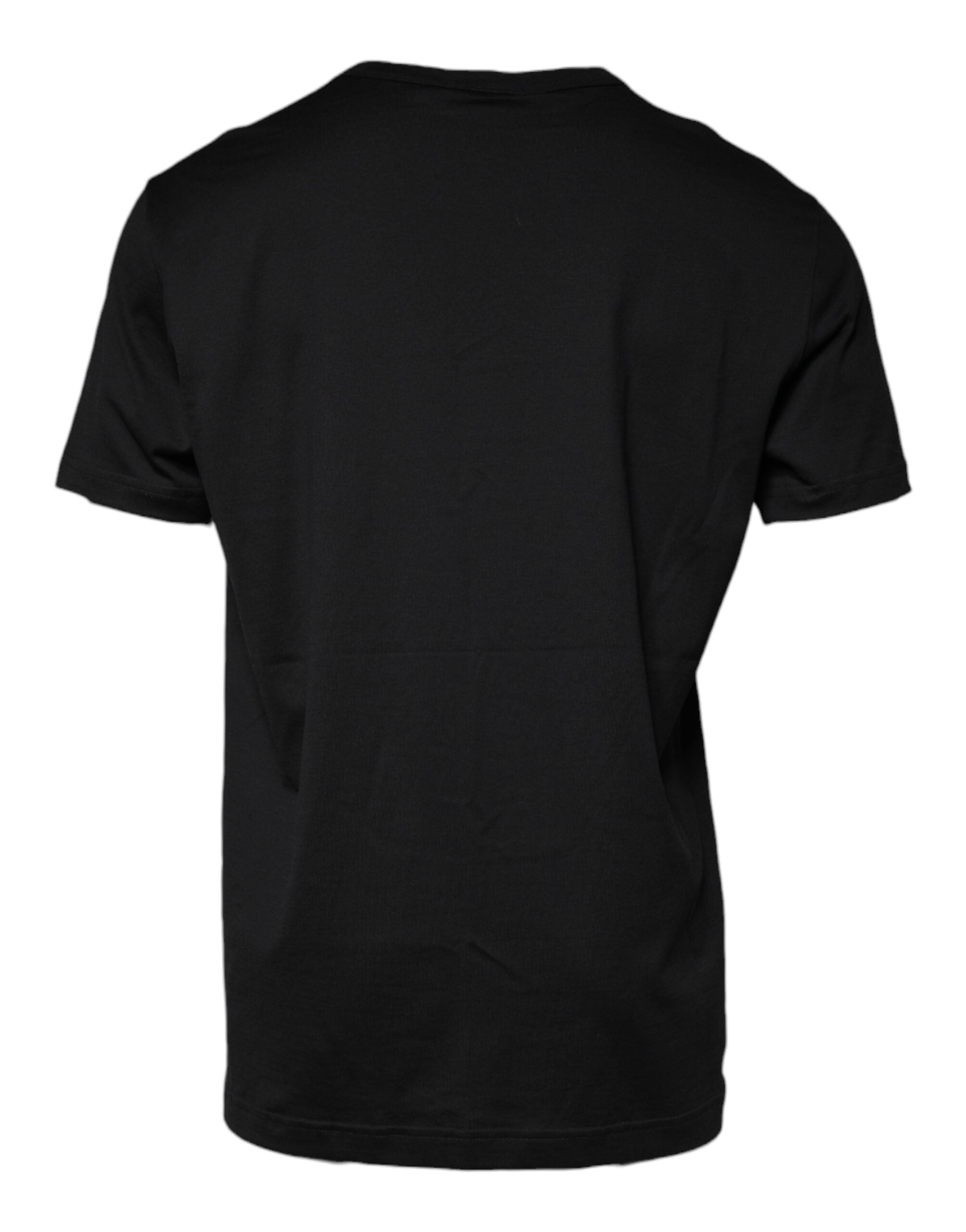 T-shirt à manches courtes et col rond Dolce & Gabbana en coton noir, vue de face.