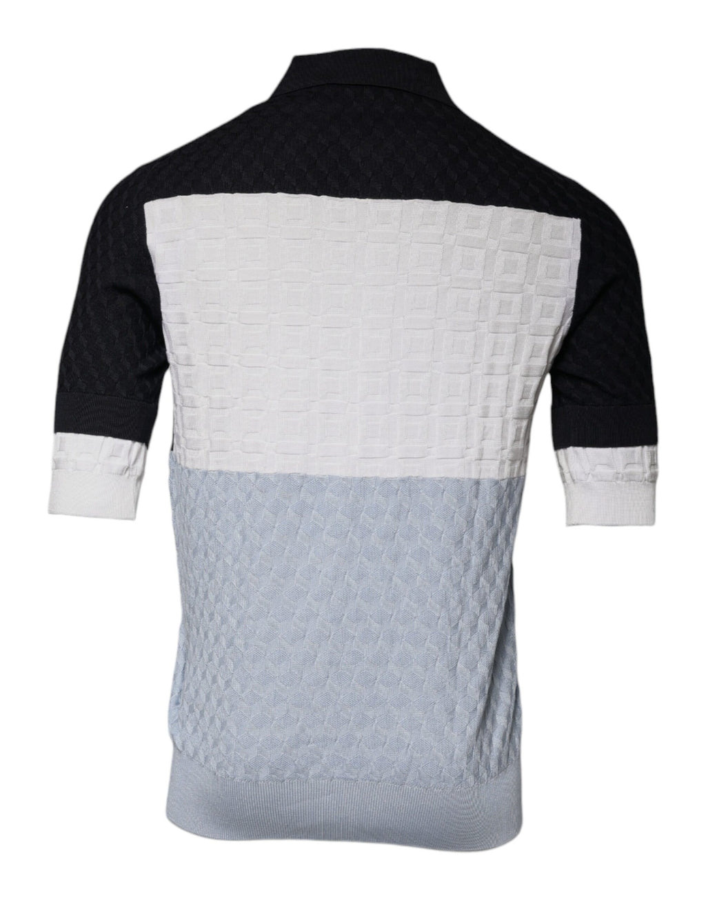 Chemise en soie multicolore à boutons Dolce & Gabbana avec col rabattable, vue de face sur fond neutre.