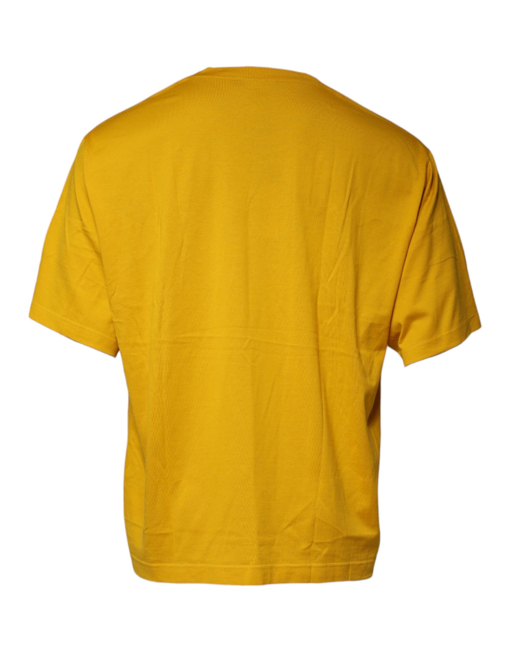 T-shirt à manches courtes Dolce & Gabbana en molleton jaune moutarde avec logo embossé sur le col rond.