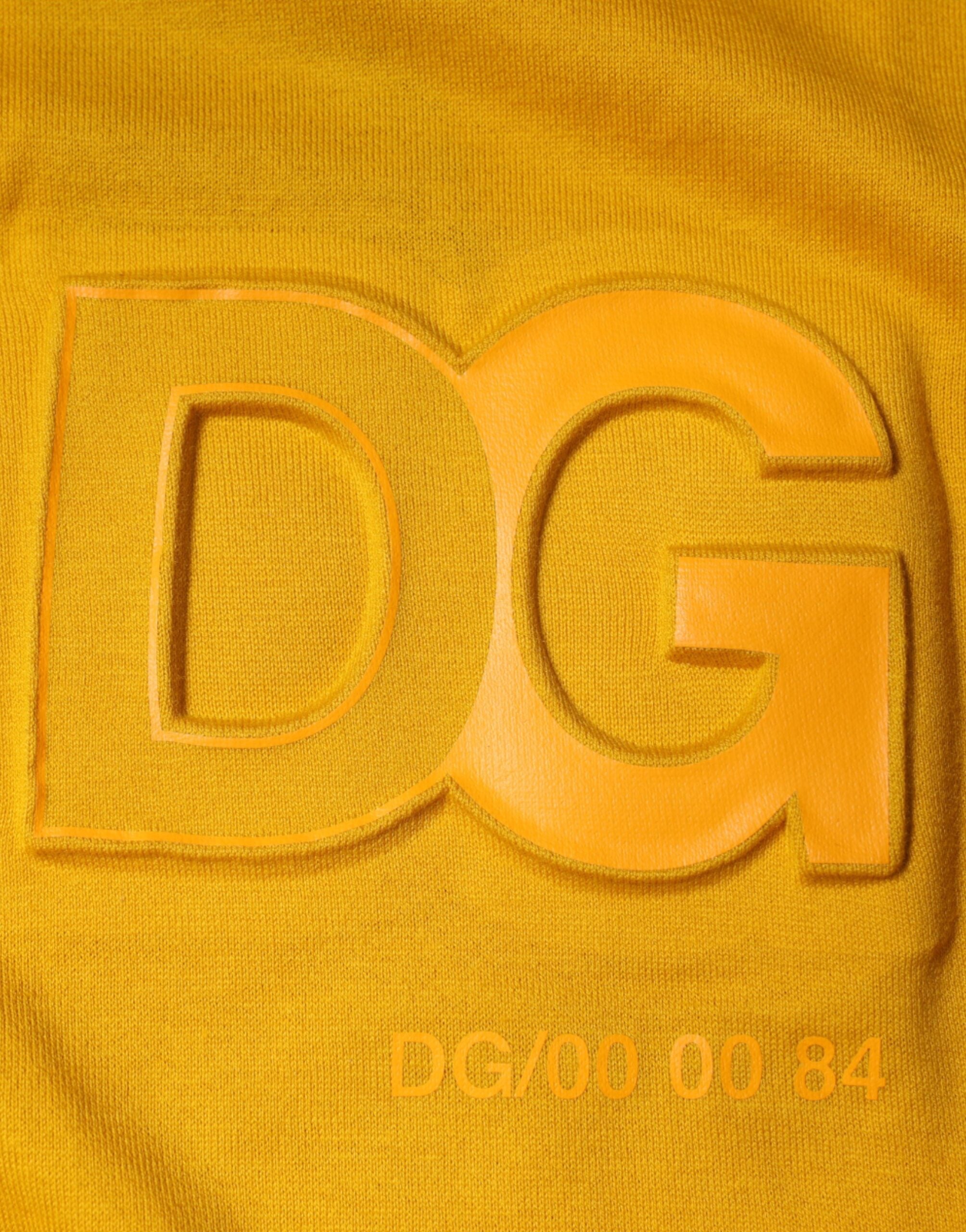 T-shirt à col rond Dolce & Gabbana jaune moutarde avec logo embossé, style décontracté et design tendance.