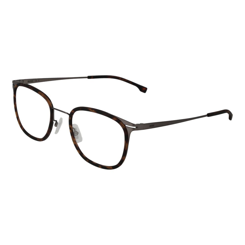 Lunettes en acier inoxydable marron de Hugo Boss avec monture élégante visible sur l'image.