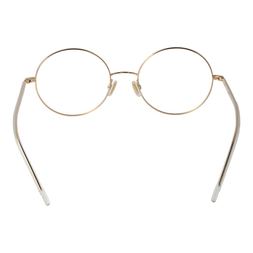 Lunettes Hugo Boss en titane doré avec monture élégante et moderne, visibles dans cette image.