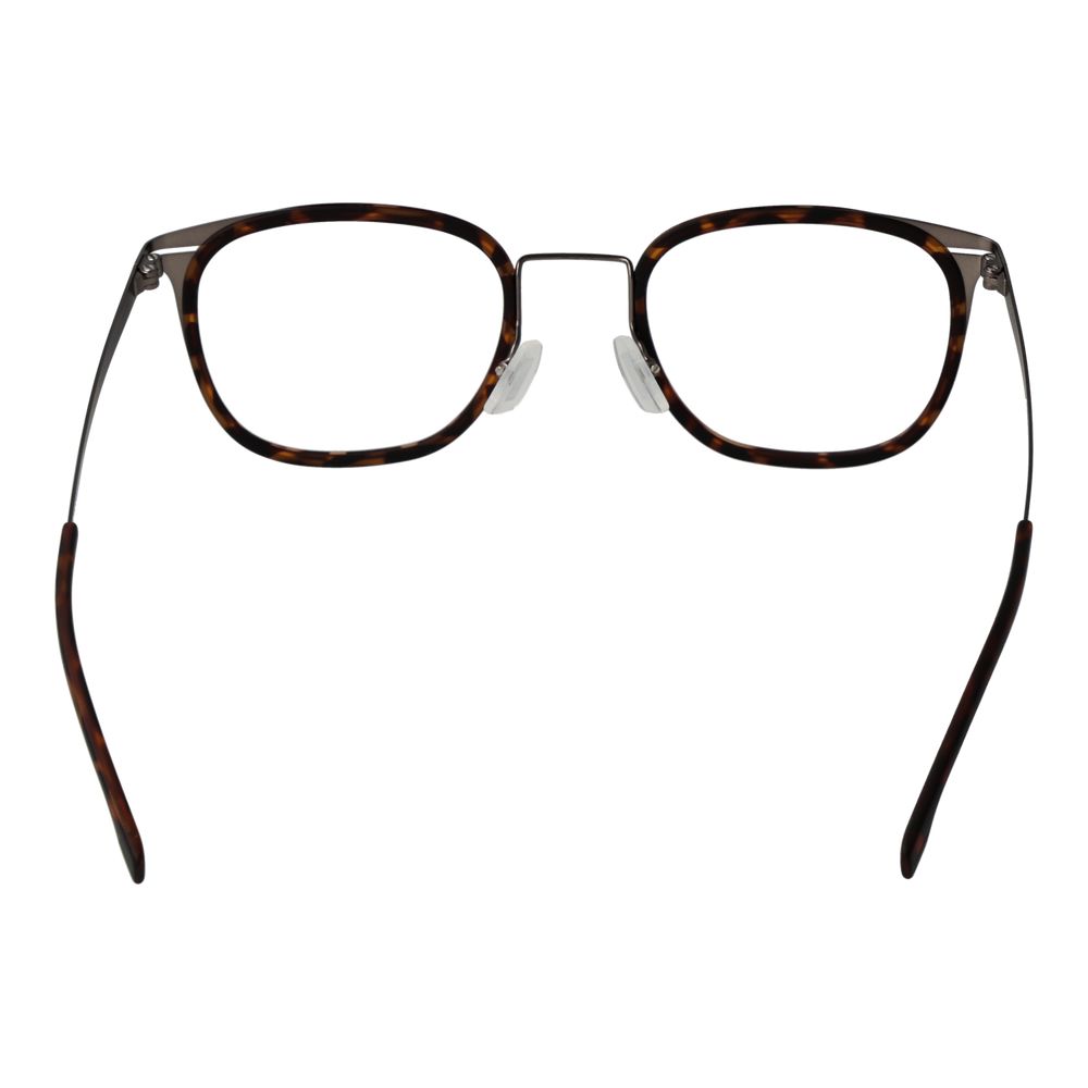 Lunettes Hugo Boss en acier inoxydable marron avec monture élégante et moderne, vue de face.