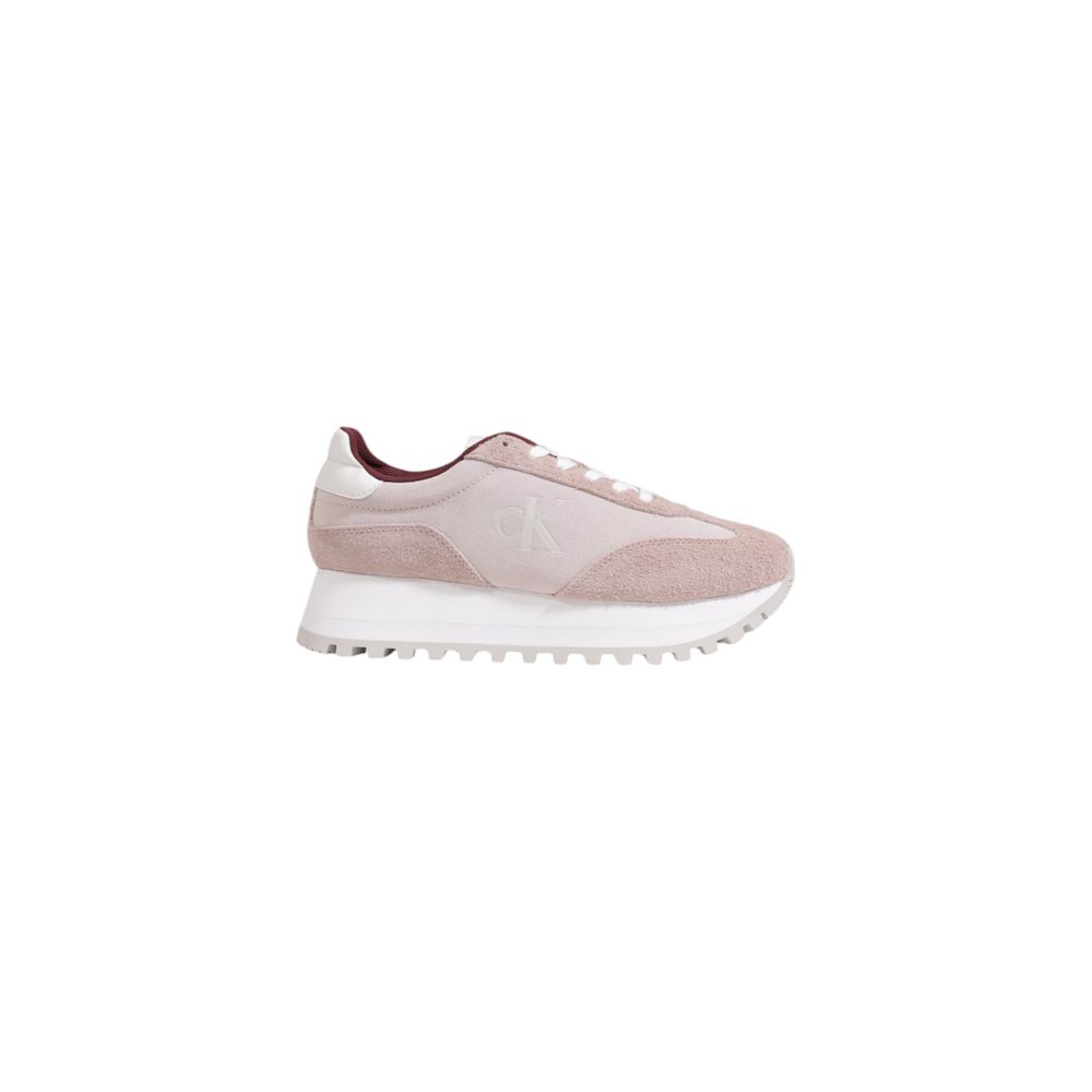 Chaussures basses en cuir violet Calvin Klein Jeans, sneakers tendance pour homme ou femme, vues de face.