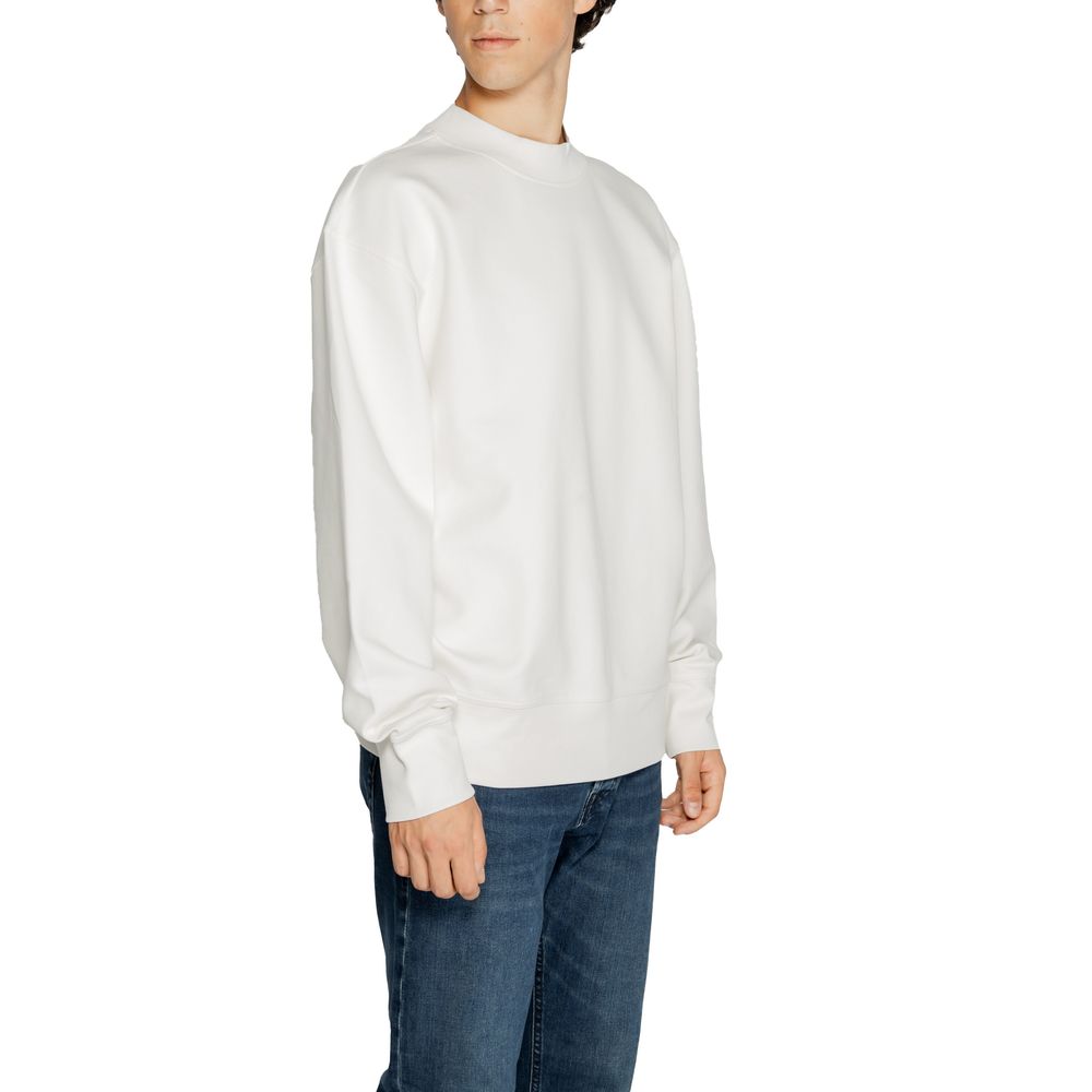 Sweat à capuche Calvin Klein Jeans en coton recyclé blanc, style décontracté et confortable.