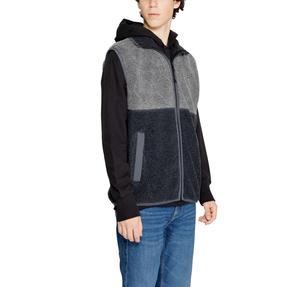 Veste sans manches Tommy Hilfiger Jeans noire en polyester recyclé, avec fermeture éclair et style décontracté.