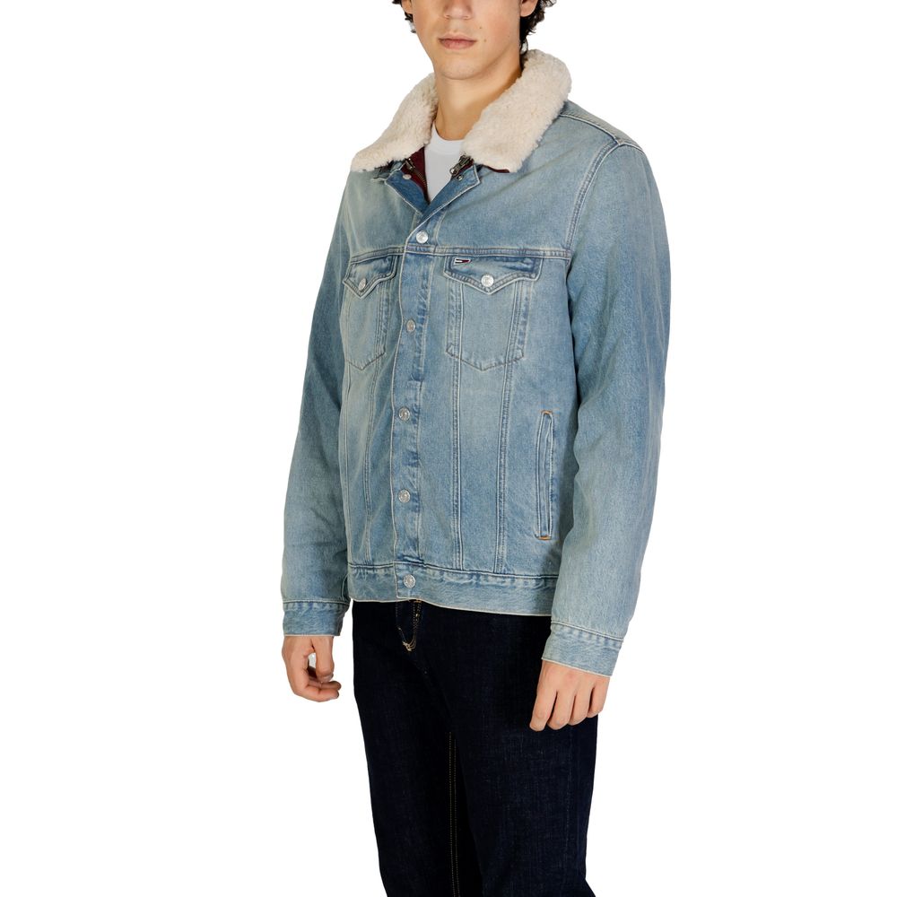 Veste en jean Tommy Hilfiger Jeans bleu clair en coton avec boutons et poches avant, style décontracté.