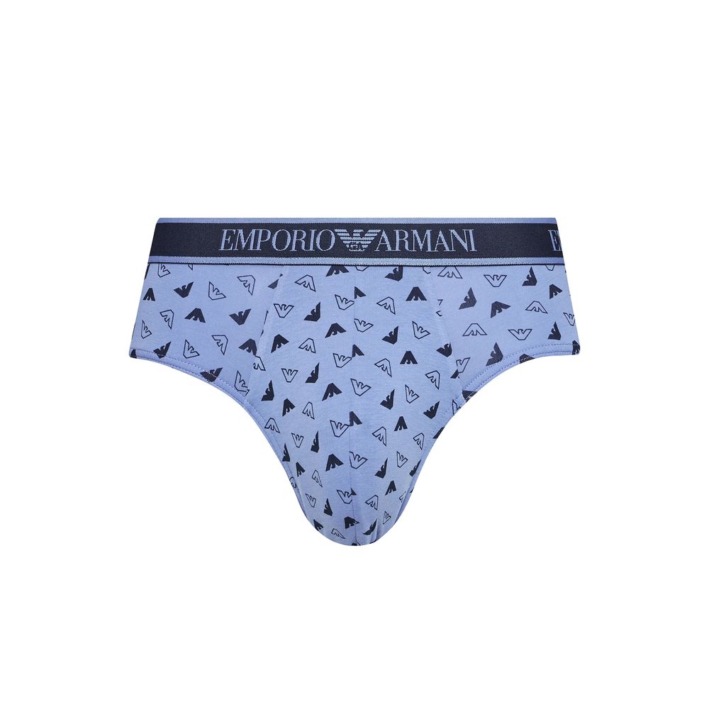 Sous-vêtements Emporio Armani en coton bleu, caleçons briefs pour homme, tissu confortable et élégant.