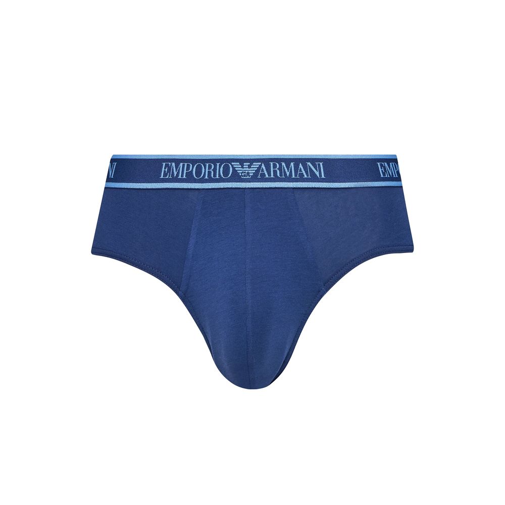 Caleçons bleus en coton de la marque Emporio Armani Underwear, sous-vêtements masculins confortables et élégants