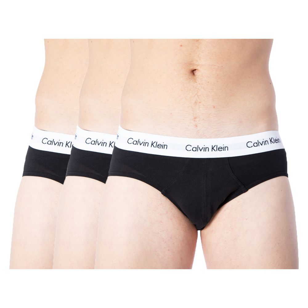 Caleçon Calvin Klein Underwear en coton noir, sous-vêtements masculins, vue de face sur fond blanc.