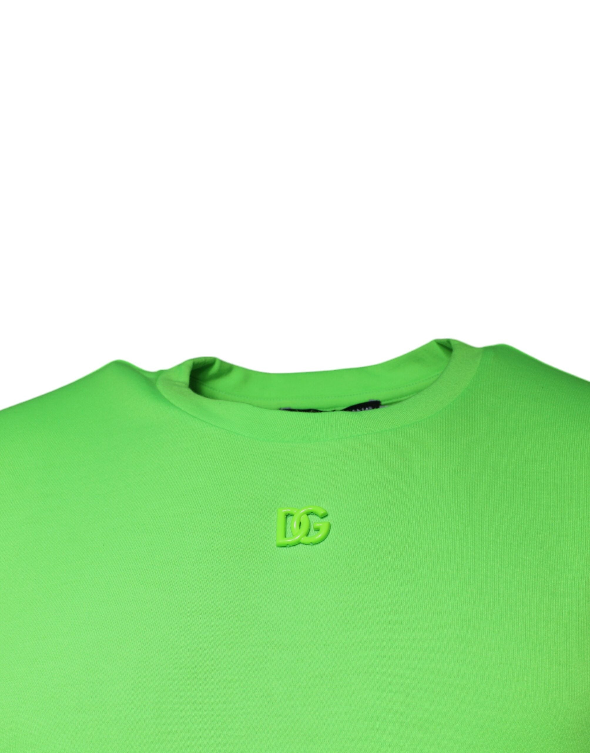 T-shirt Dolce & Gabbana à logo vert, col rond, manches courtes, style décontracté, en coton.