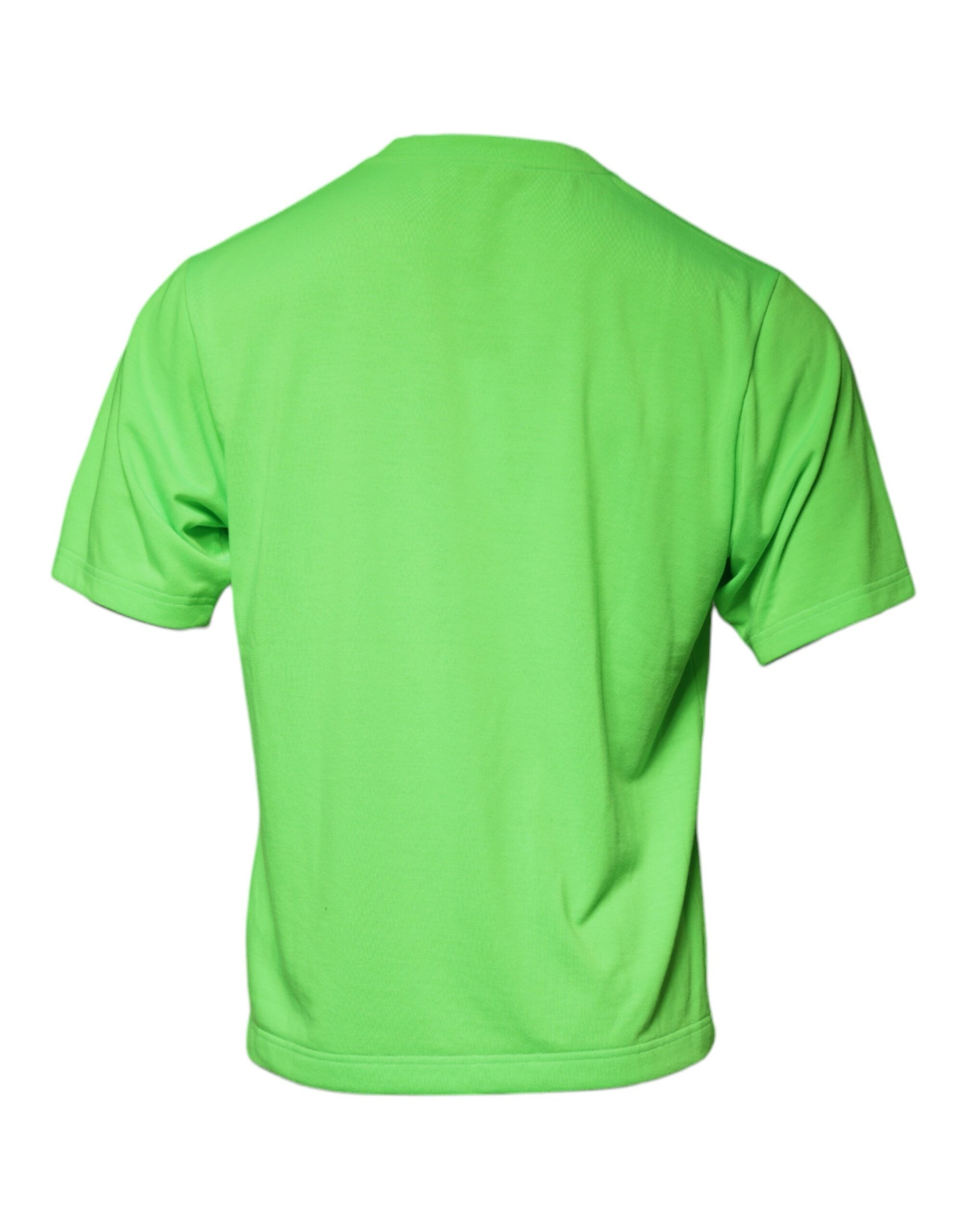 T-shirt Dolce & Gabbana vert avec logo rond au col à manches courtes, design élégant et moderne.
