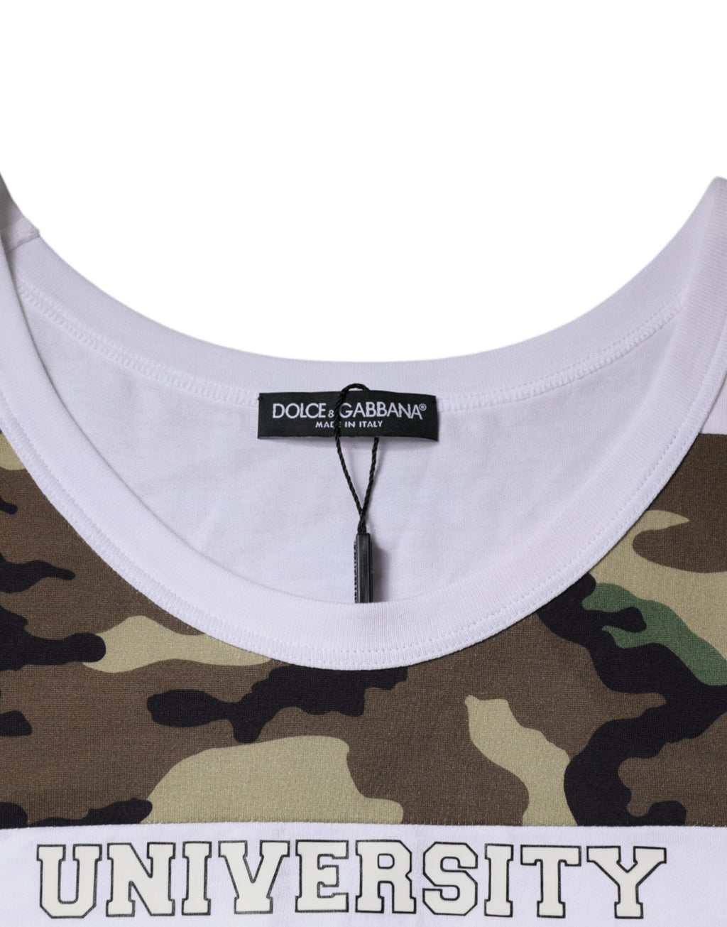 T-shirt sans manches blanc à motif camouflage Dolce & Gabbana, idéal pour un style décontracté et tendance.