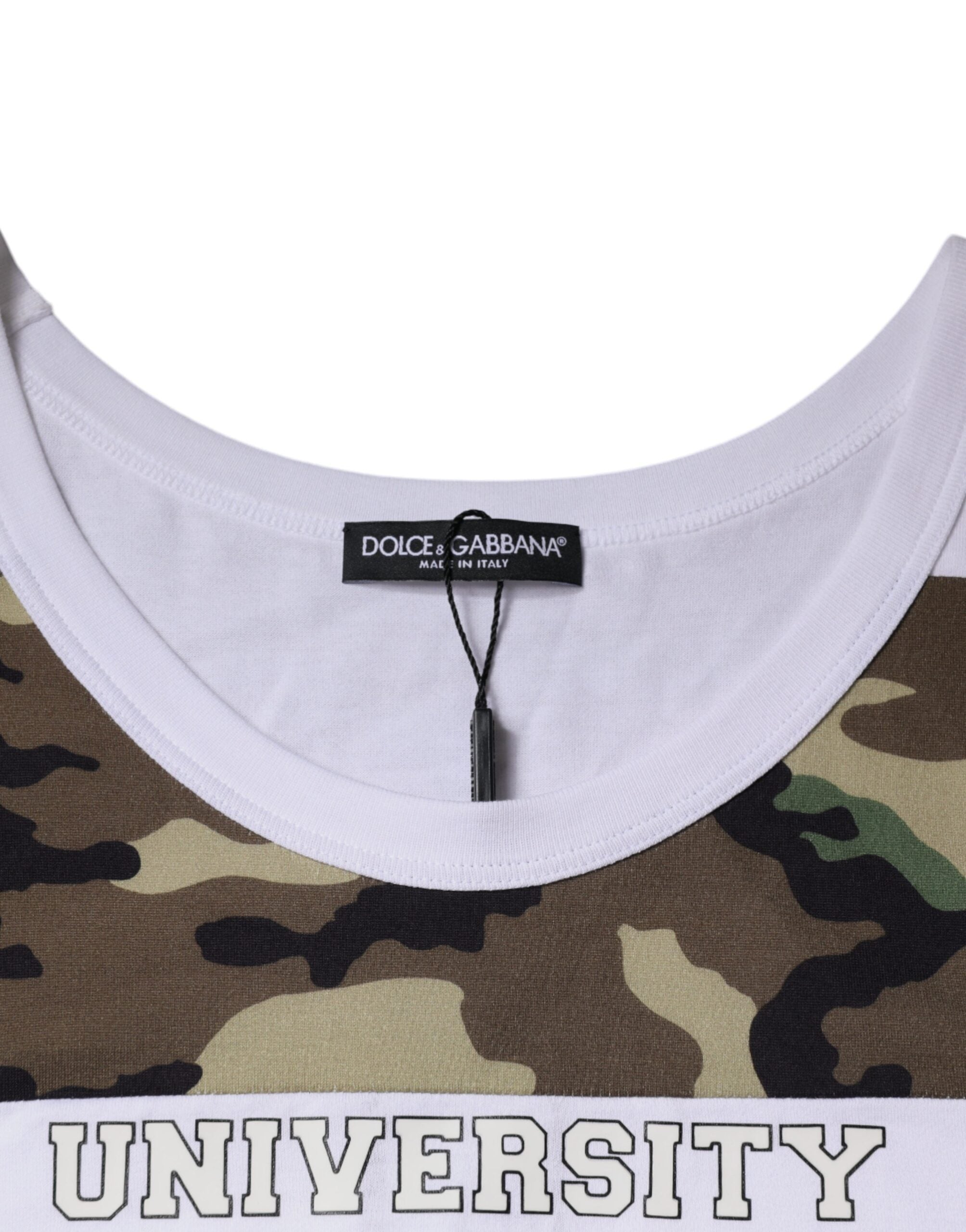 T-shirt sans manches blanc à motif camouflage Dolce & Gabbana, idéal pour un style décontracté et tendance.