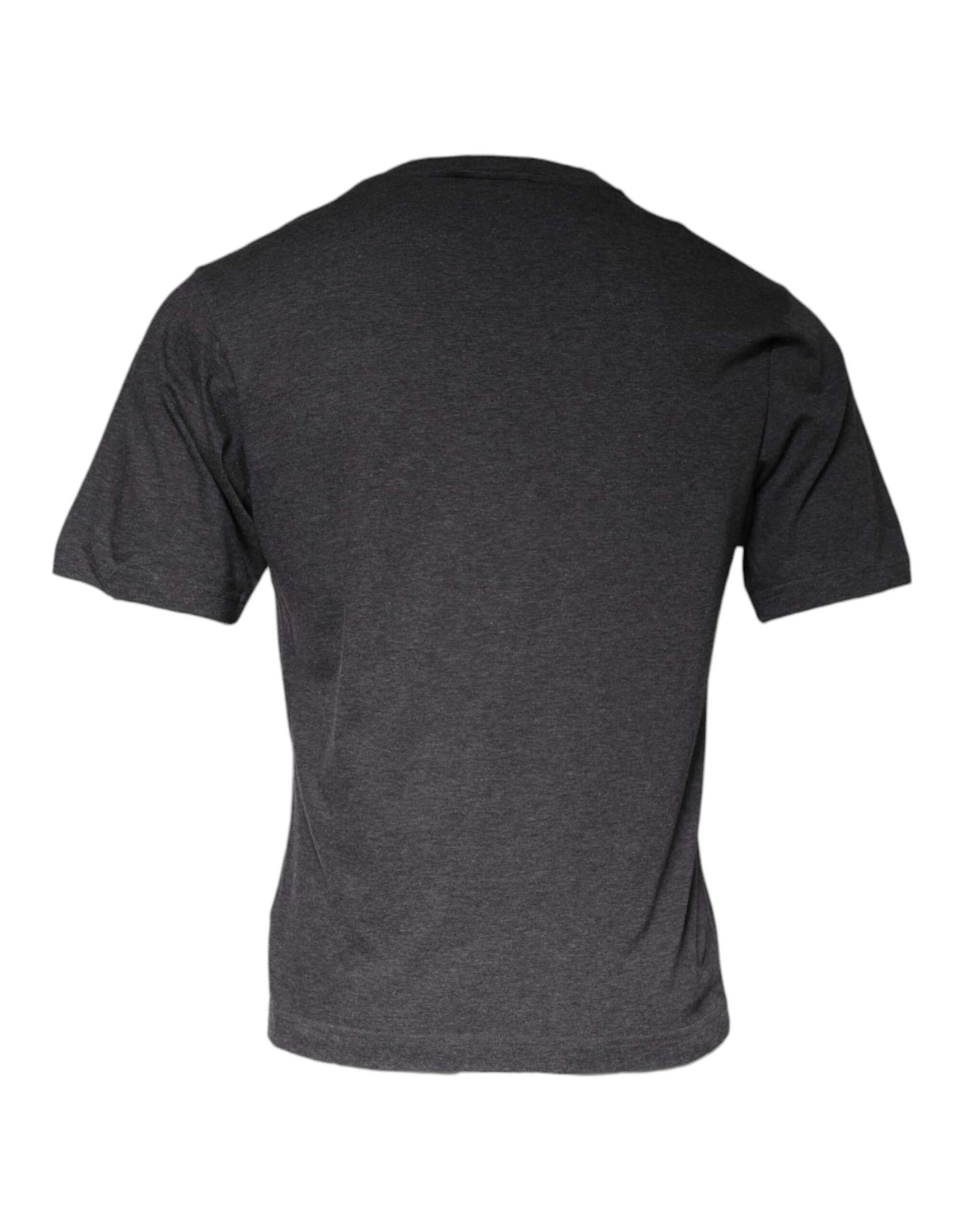 T-shirt en coton gris Dolce & Gabbana avec logo brodé sur la poitrine et col rond, mode élégante et décontractée.