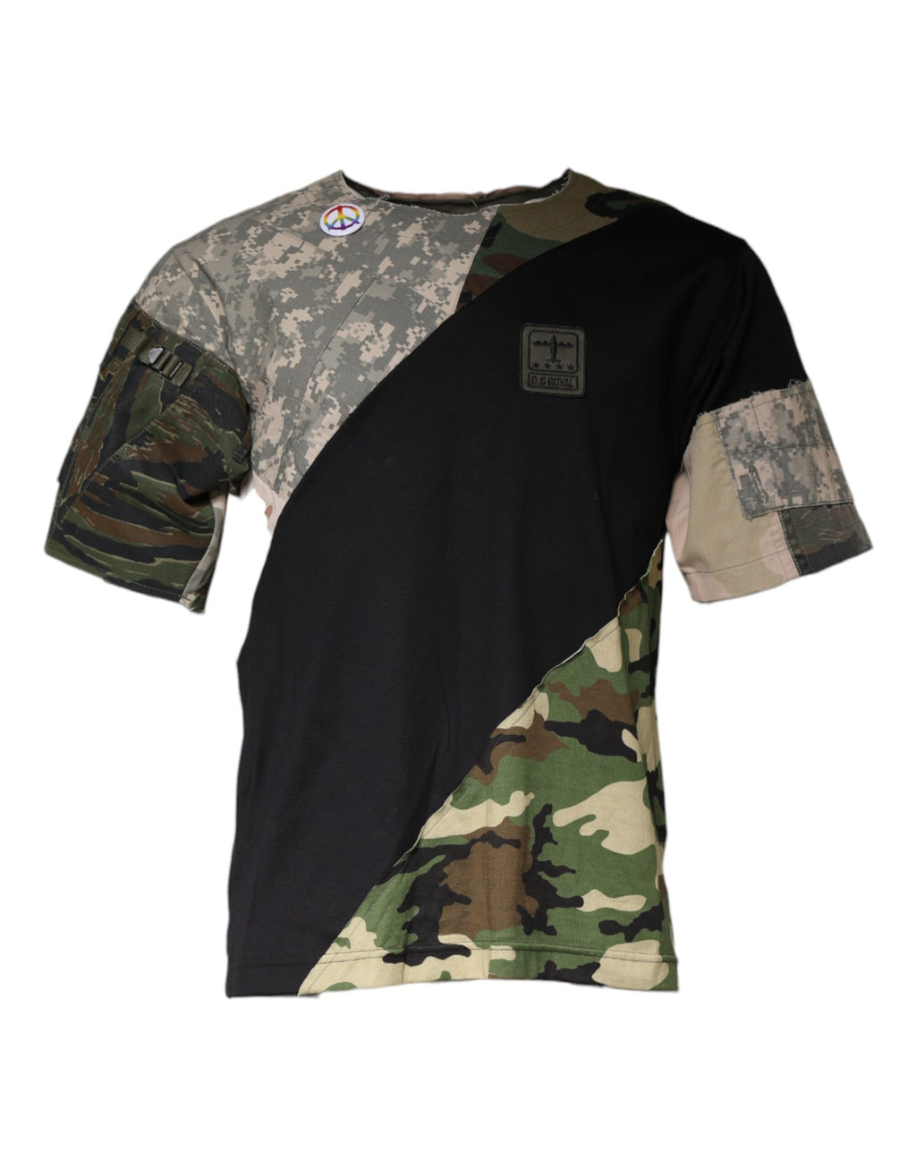 T-shirt à col rond Dolce & Gabbana en coton camouflage multicolore, motif coloré et style décontracté.