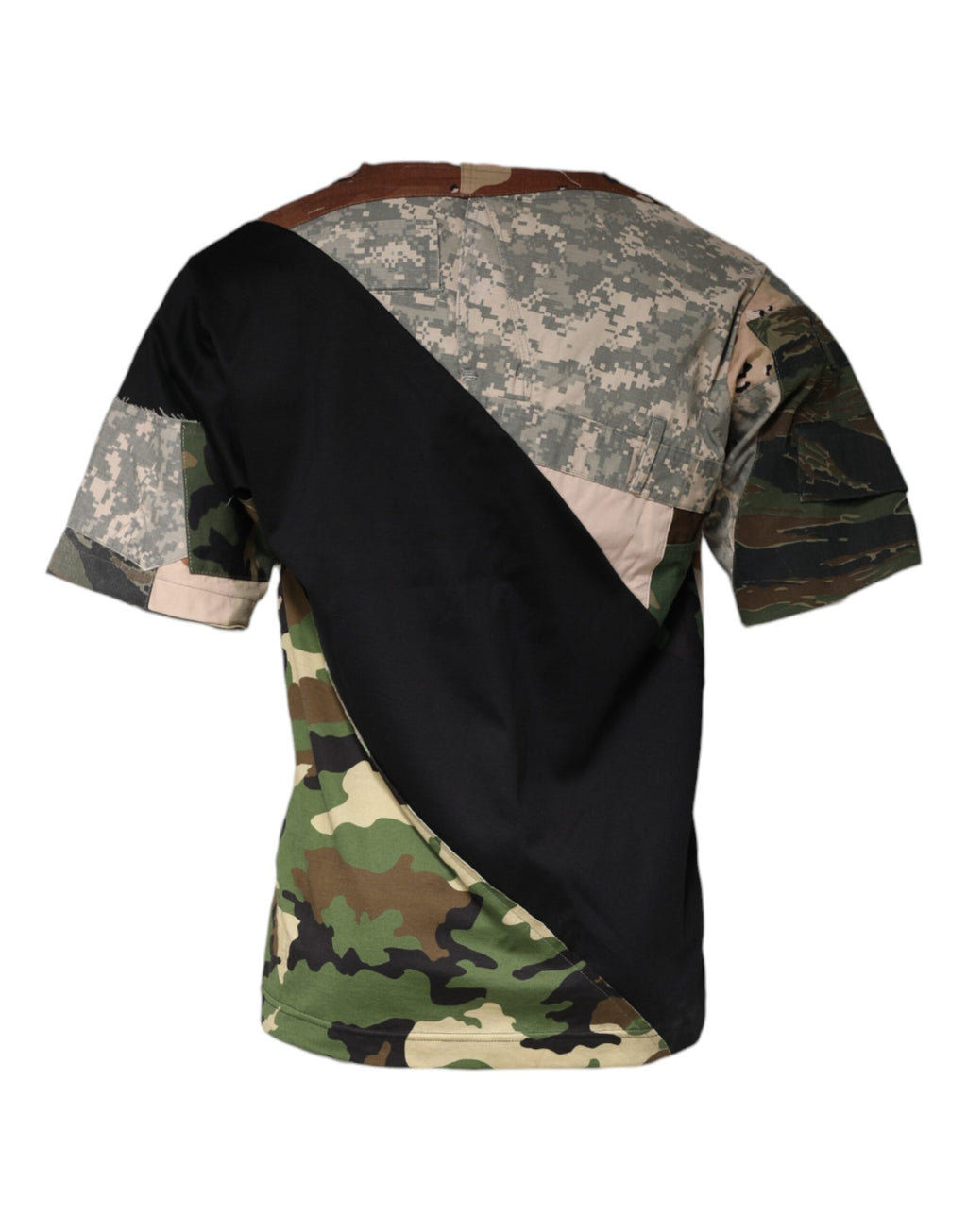 T-shirt en coton à col rond Dolce & Gabbana à motif camouflage multicolore, mode masculine élégante.