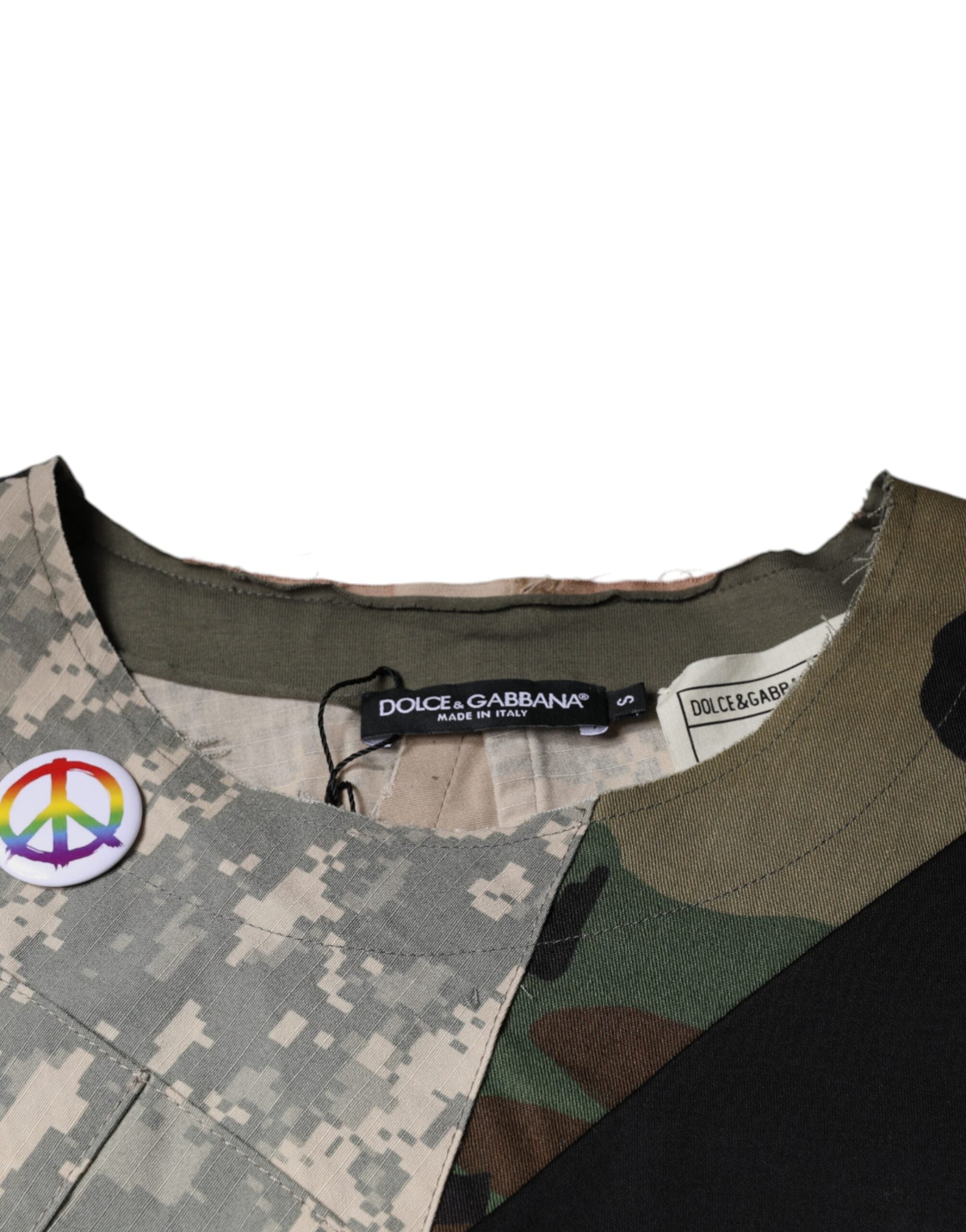 T-shirt rond en coton camouflage multicolore de Dolce & Gabbana, style streetwear, avec logo discret sur le devant.