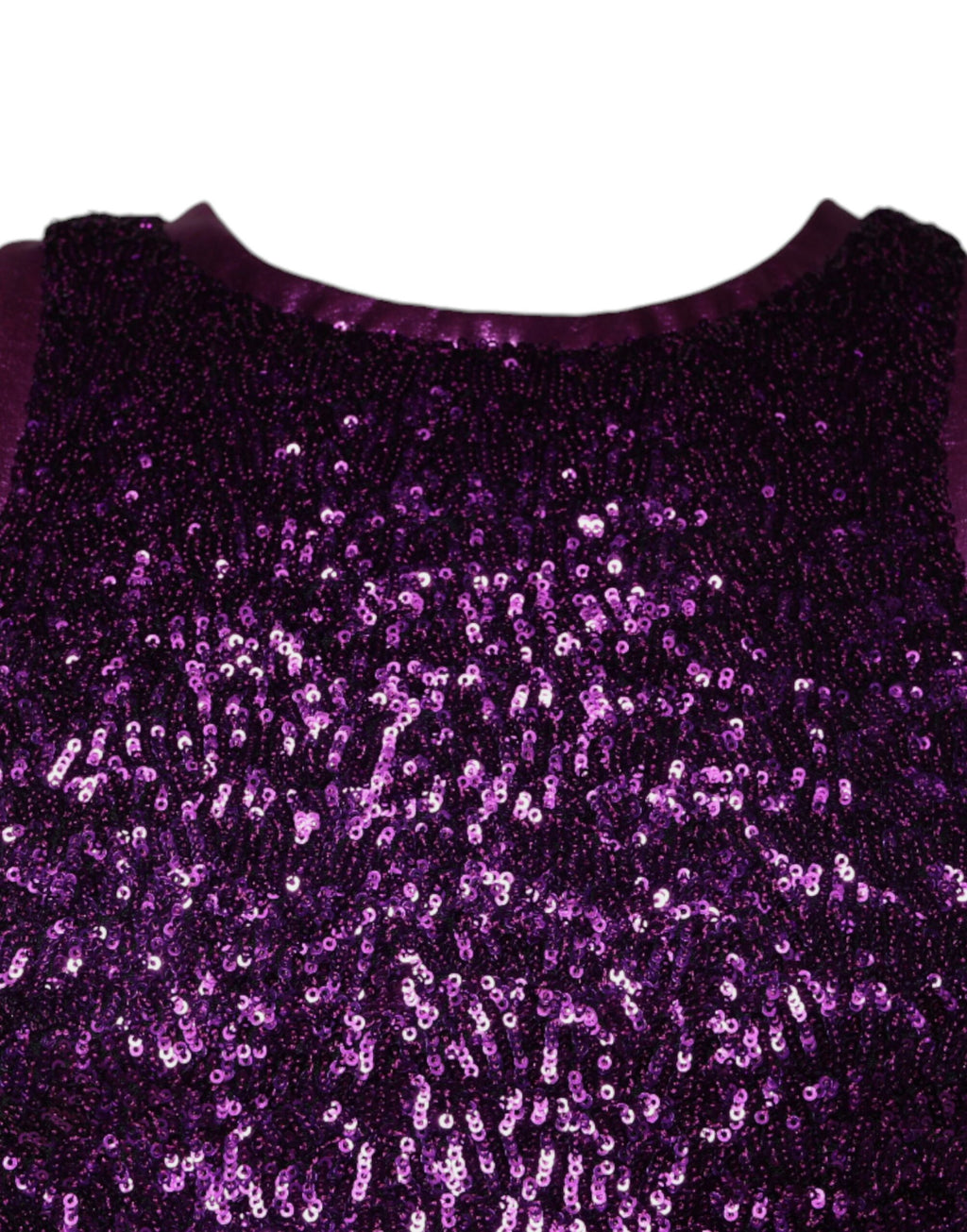 T-shirt sans manches violette de Dolce & Gabbana avec sequins ronds et col arrondi, style élégant et glamour.