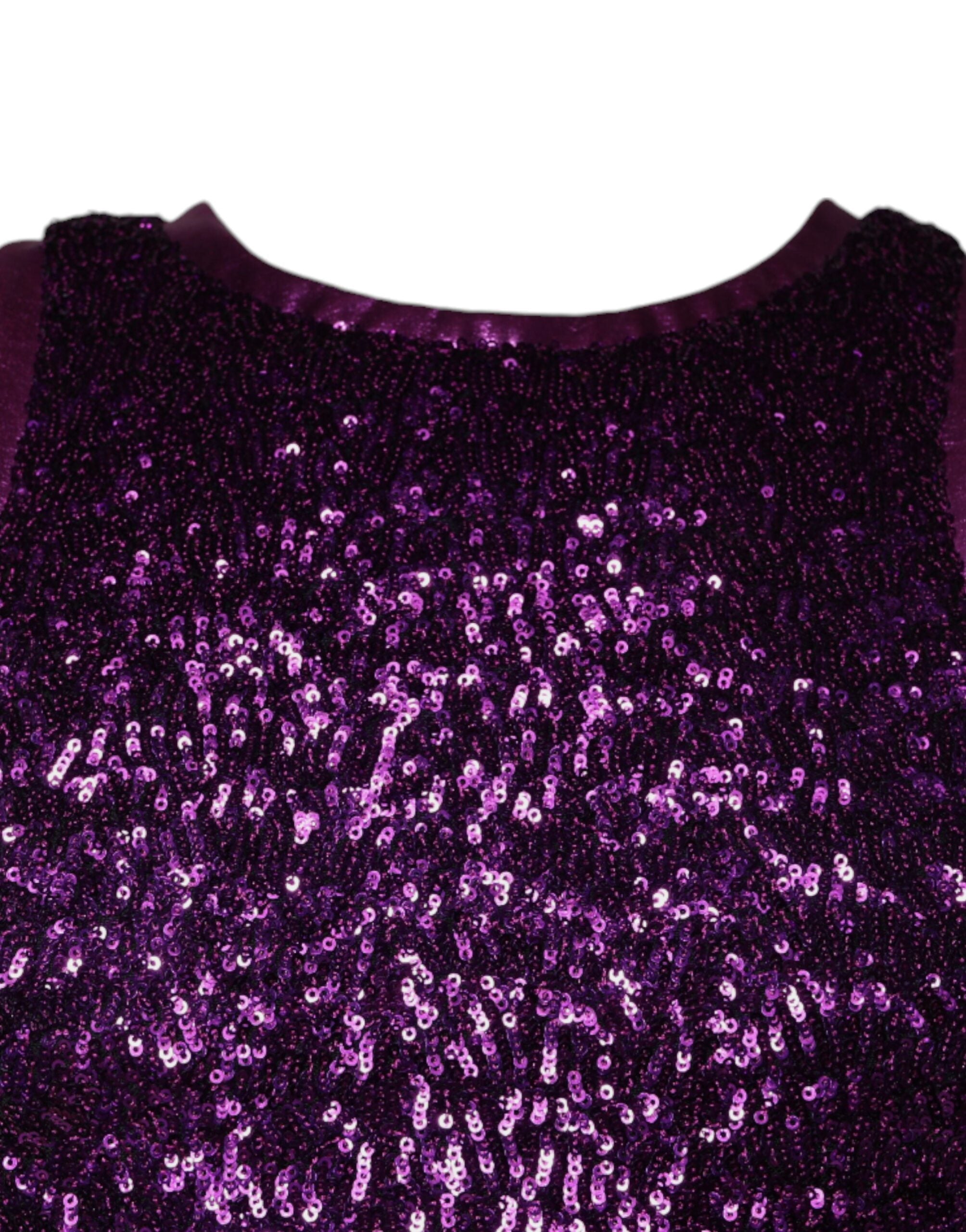 T-shirt sans manches violette de Dolce & Gabbana avec sequins ronds et col arrondi, style élégant et glamour.