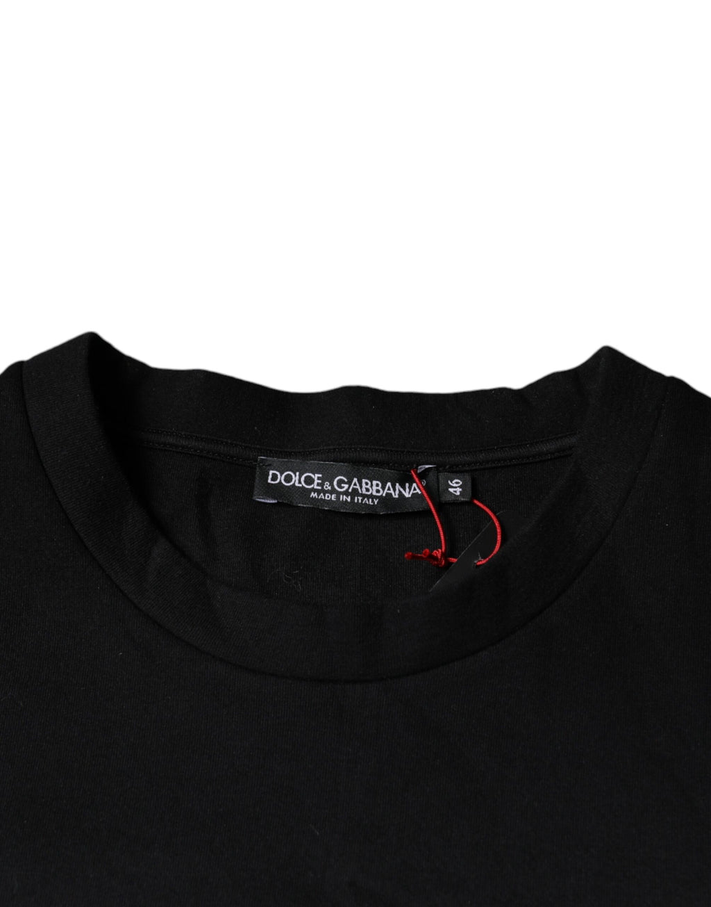 T-shirt noir à manches courtes Dolce & Gabbana avec motif léopard en coton, style élégant et tendance.