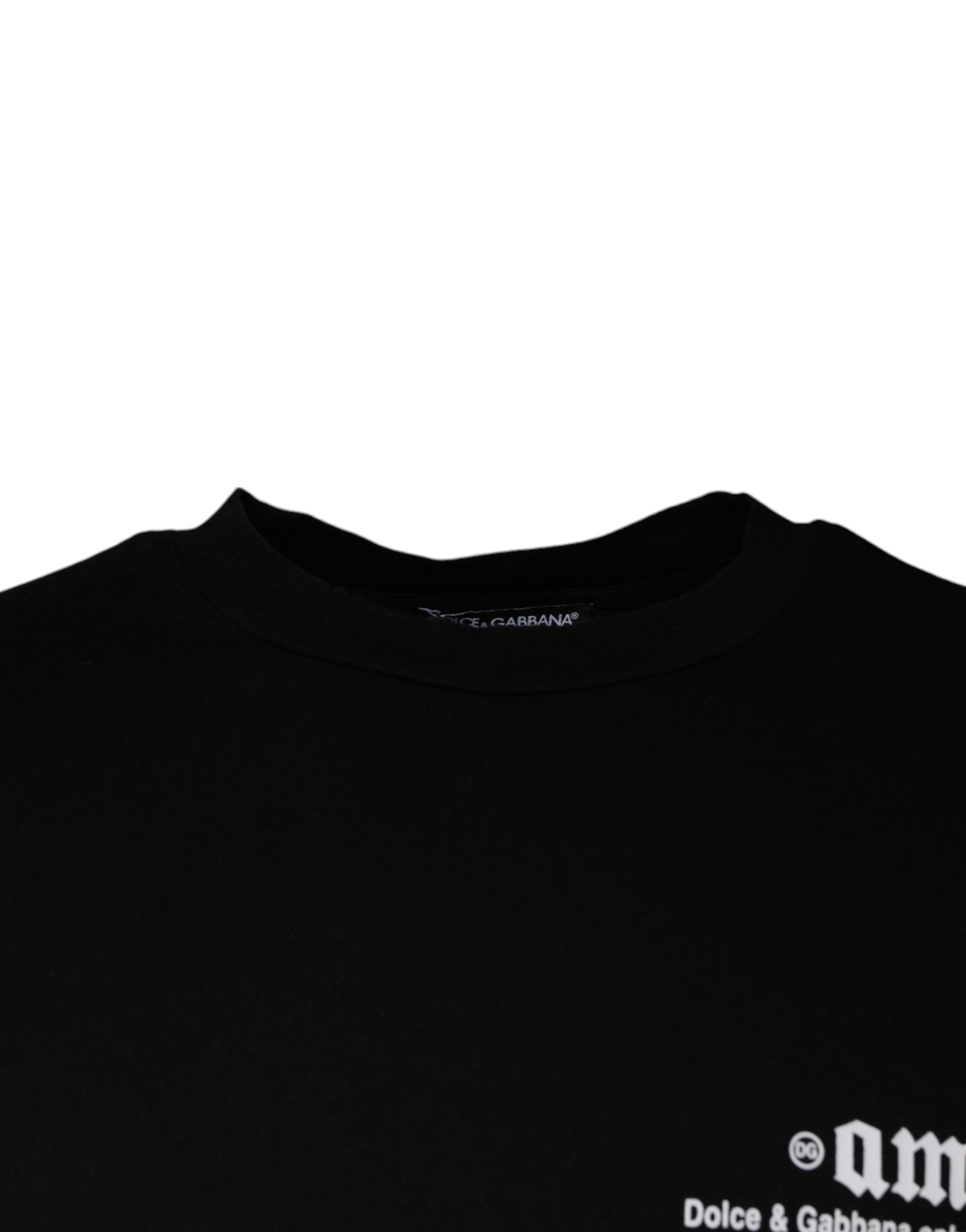 T-shirt homme en coton noir Dolce & Gabbana avec imprimé Amore et col rond, mode élégante et confortable.