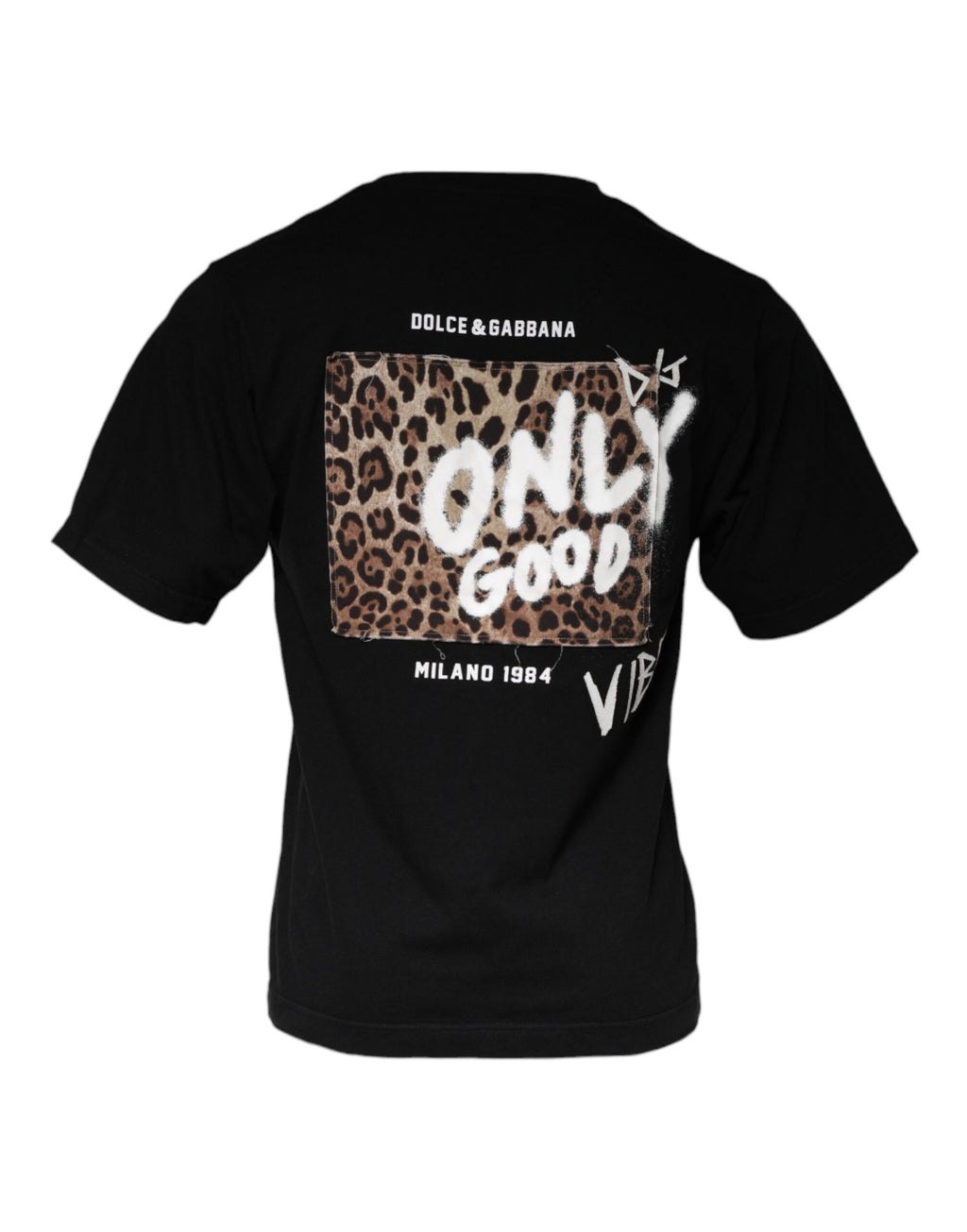 T-shirt en coton noir Dolce & Gabbana Amore avec imprimé, col rond, vue de face.