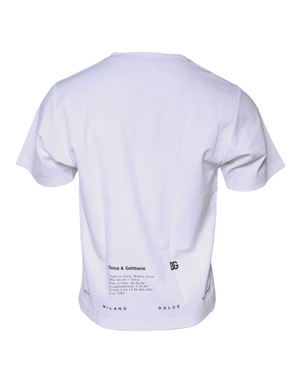 T-shirt en coton blanc Dolce & Gabbana avec imprimé lèvres rouges et blanches, style casual et tendance.