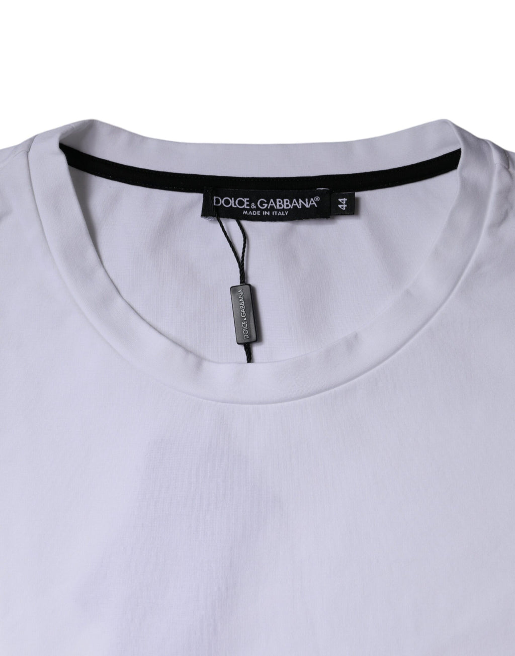 T-shirt en coton blanc Dolce & Gabbana avec motif de lèvres rouges et blanches, style décontracté et moderne.