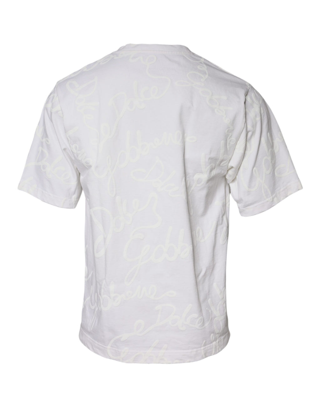 T-shirt blanc Dolce & Gabbana en coton avec logo imprimé sur le devant, col rond, style décontracté.