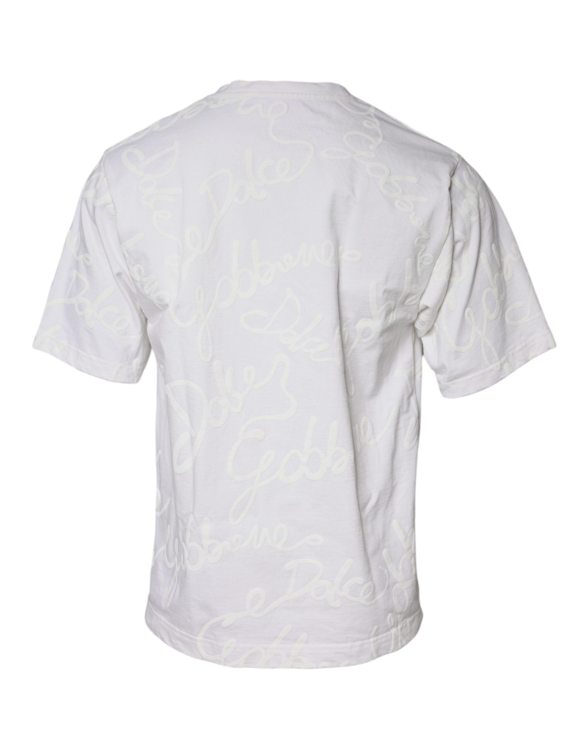T-shirt blanc en coton Dolce & Gabbana avec logo imprimé, col rond, style décontracté et moderne.