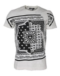 T-shirt blanc Dolce & Gabbana en coton avec imprimé bandana et manches courtes, style tendance et décontracté.