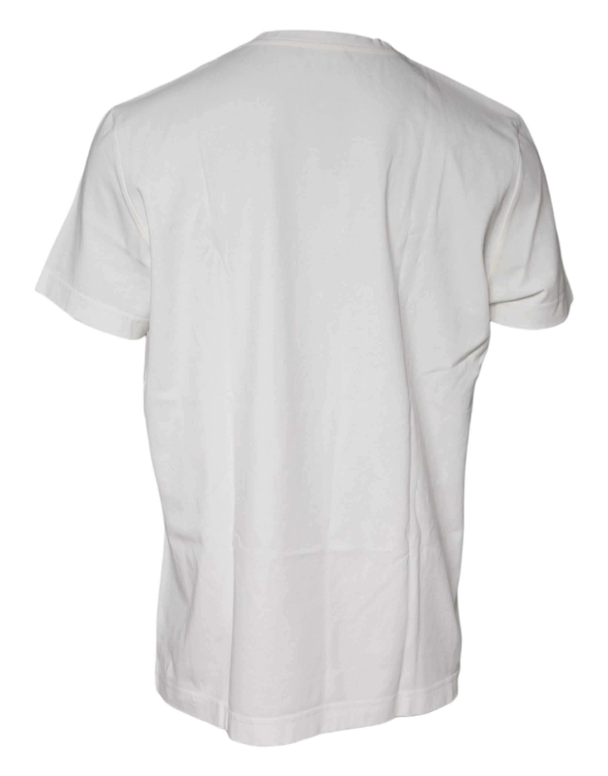 T-shirt blanc Dolce & Gabbana à manches courtes avec motif bandana en coton, mode élégante et décontractée.