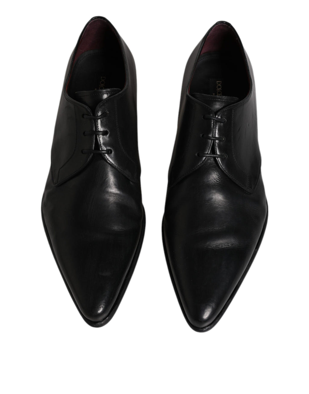 Chaussures Derby noires en cuir de luxe Dolce & Gabbana pour homme, lacées et élégantes pour occasions formelles.