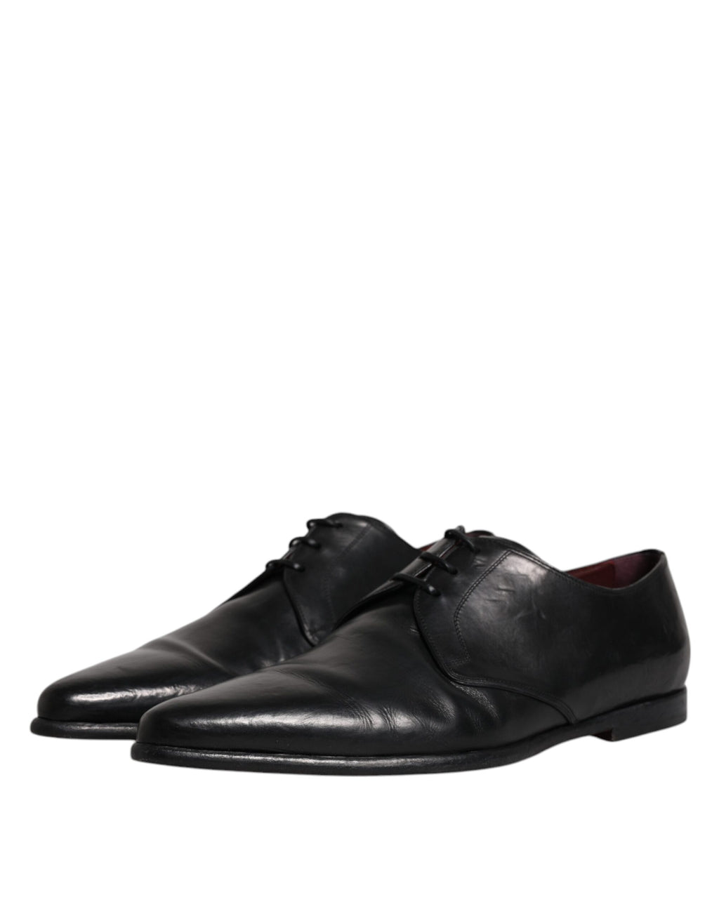 Chaussures Derby formelles en cuir noir Dolce & Gabbana pour homme, lacets, finition élégante et sophistiquée.