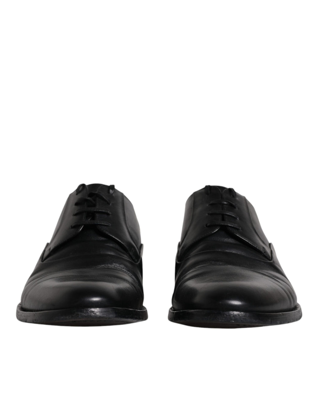 Chaussures Derby noires en cuir pour homme de Dolce & Gabbana, lacets, chaussures formelles élégantes.