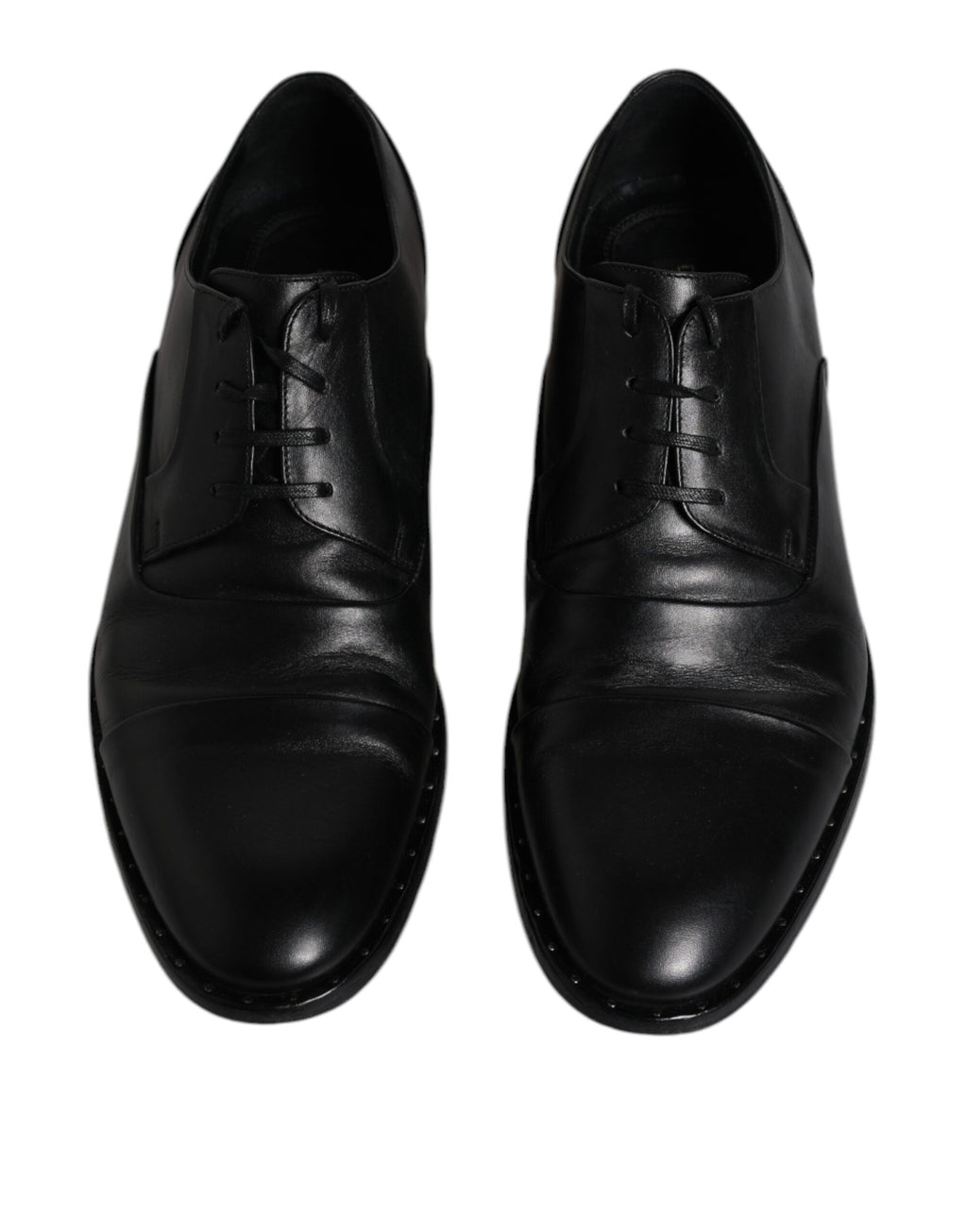 Chaussures Derby noires en cuir pour homme de Dolce & Gabbana, avec lacets, style formel et finition élégante.