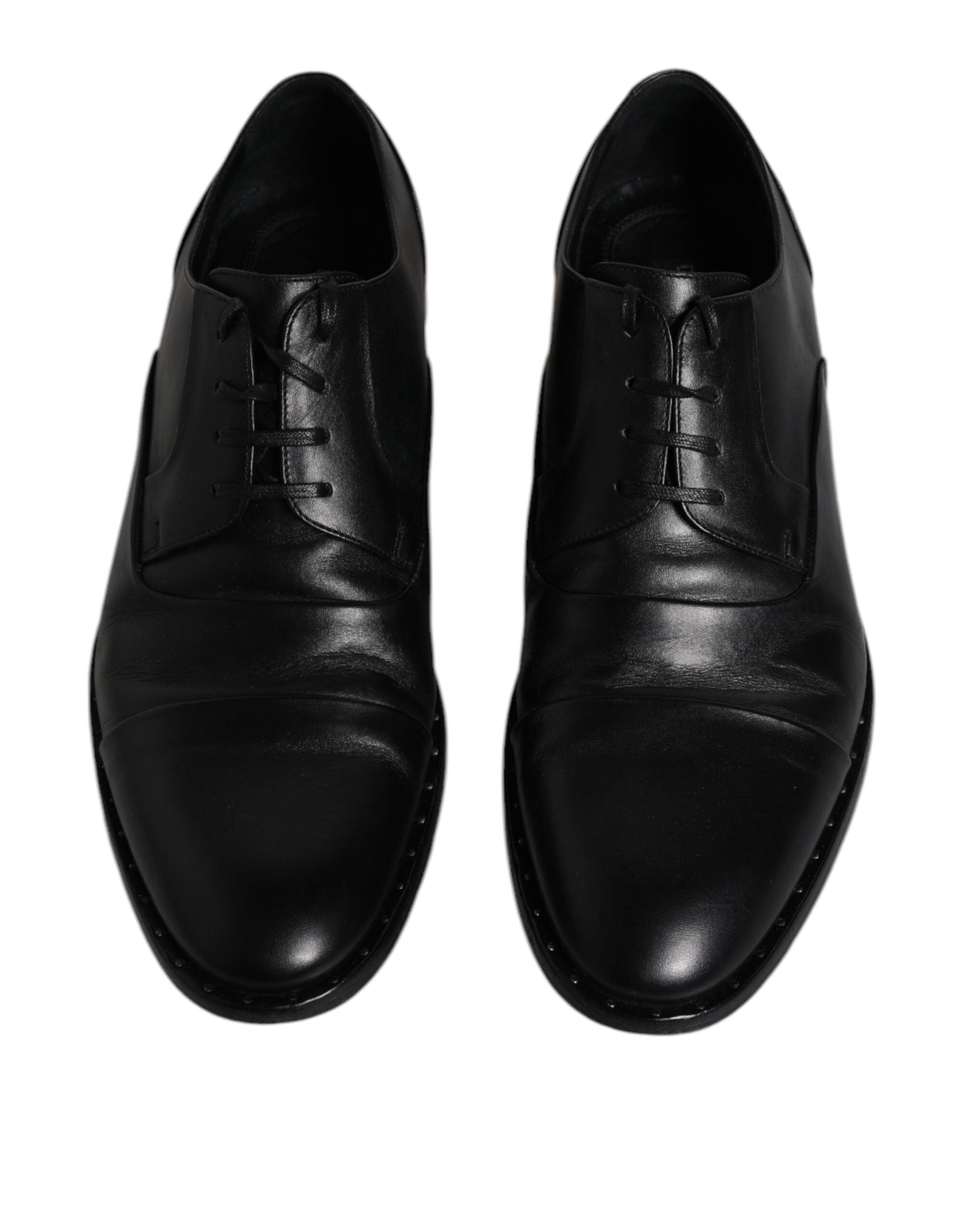 Chaussures Derby noires en cuir pour homme de Dolce & Gabbana, avec lacets, style formel et finition élégante.