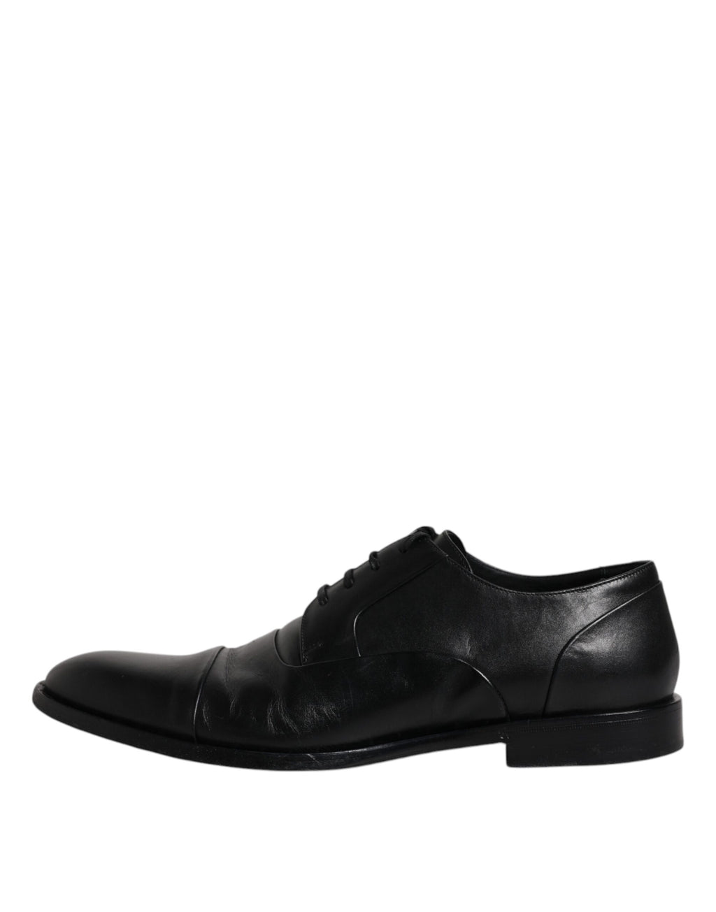 Chaussures derby pour homme en cuir noir de Dolce & Gabbana, lacets, chaussures formelles élégantes.