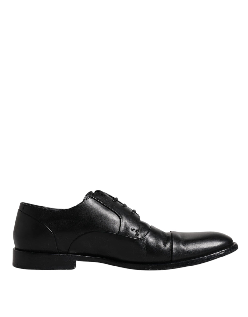 Chaussures Derby formelles en cuir noir Dolce & Gabbana pour homme, lacets, design élégant et sophistiqué.