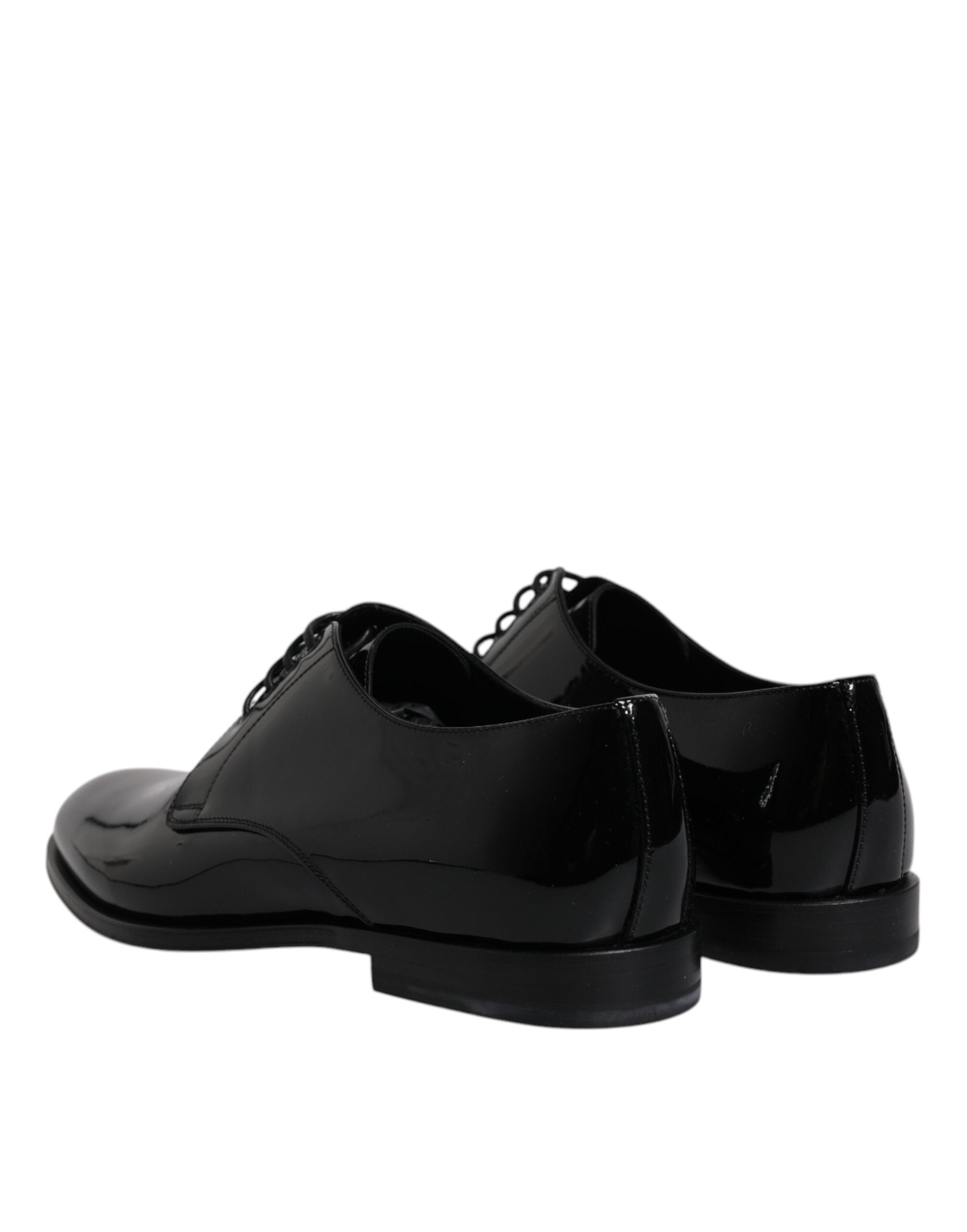 Chaussures Derby en cuir verni noir Dolce & Gabbana pour homme, élégantes et formelles, avec lacets et finition brillante.