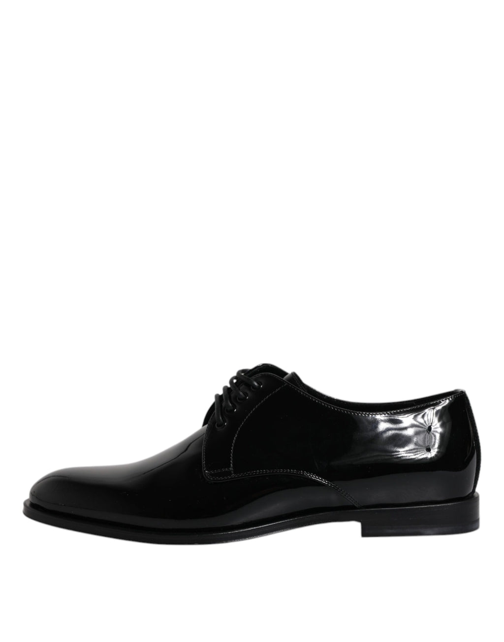 Chaussures derby noires en cuir verni Dolce & Gabbana pour homme, élégantes et formelles.