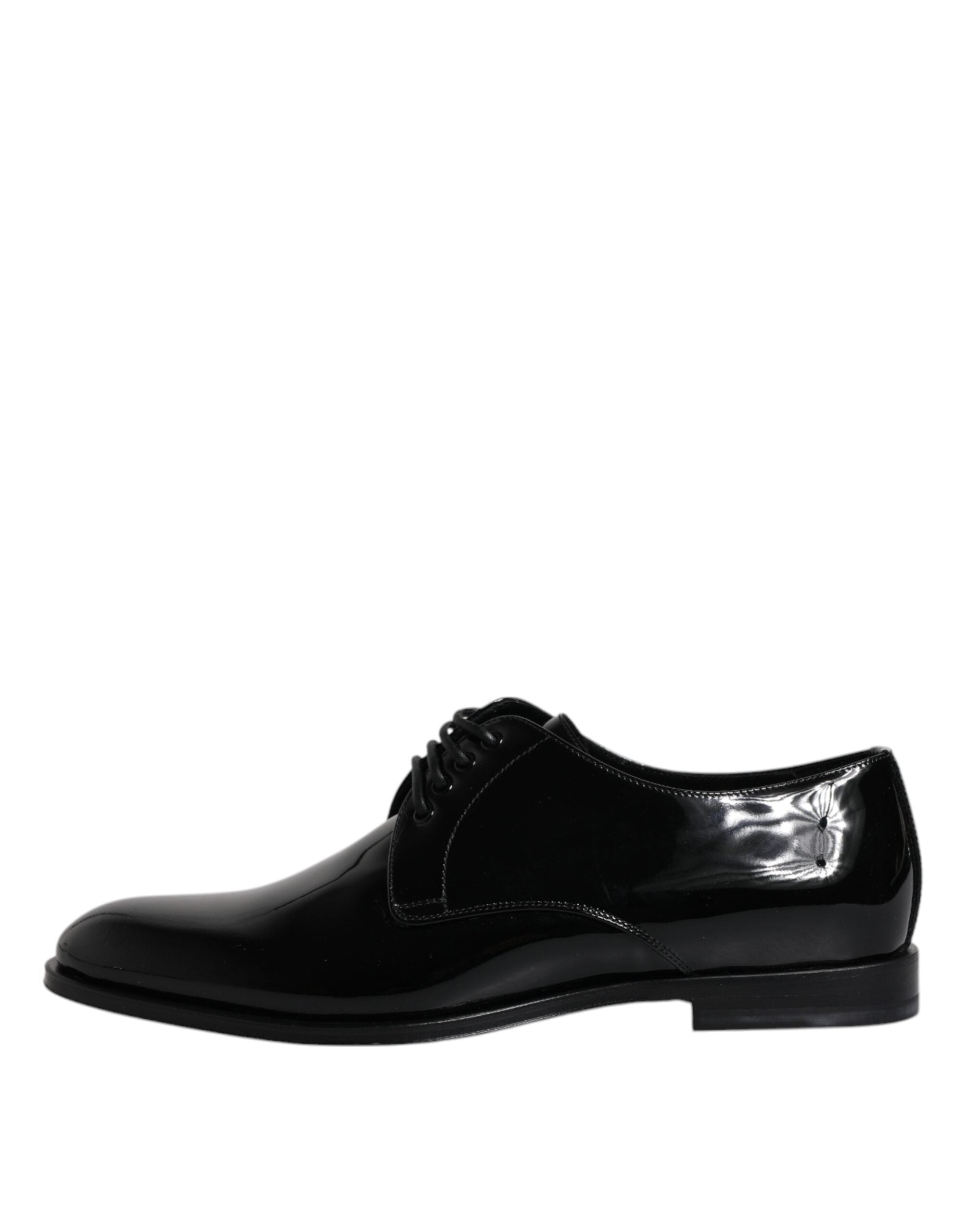 Chaussures derby noires en cuir verni Dolce & Gabbana pour homme, élégantes et formelles.