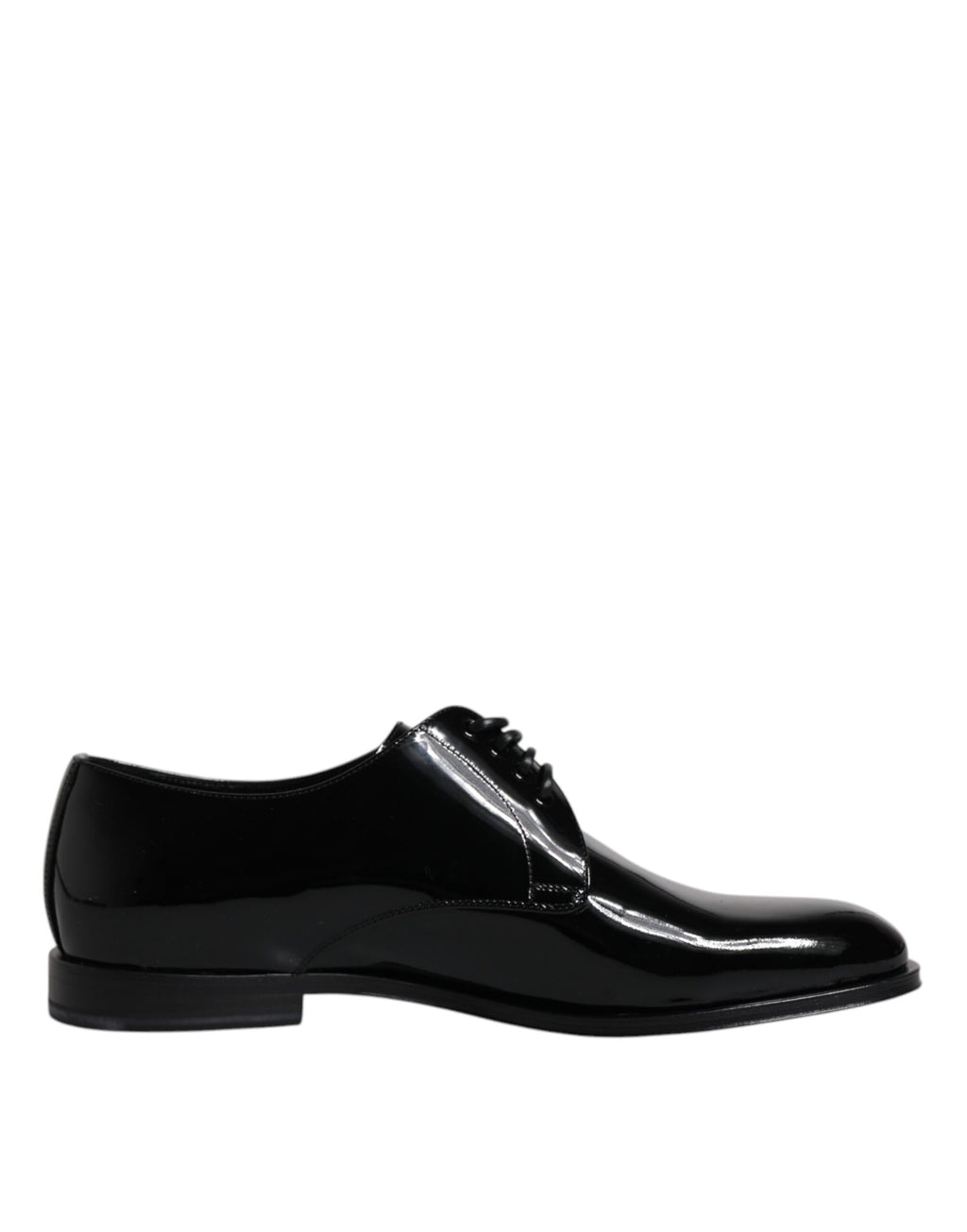 Chaussures Derby en cuir verni noir Dolce & Gabbana pour homme, chaussures de cérémonie élégantes et sophistiquées.
