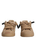 Chaussures basses pour hommes Dolce & Gabbana en jute marron, baskets en tissu décontractées et élégantes.