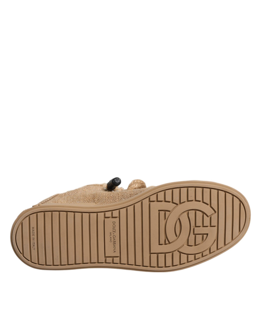 Chaussures sneakers basses pour hommes Dolce & Gabbana en jute marron, style décontracté et élégant, vue de face.