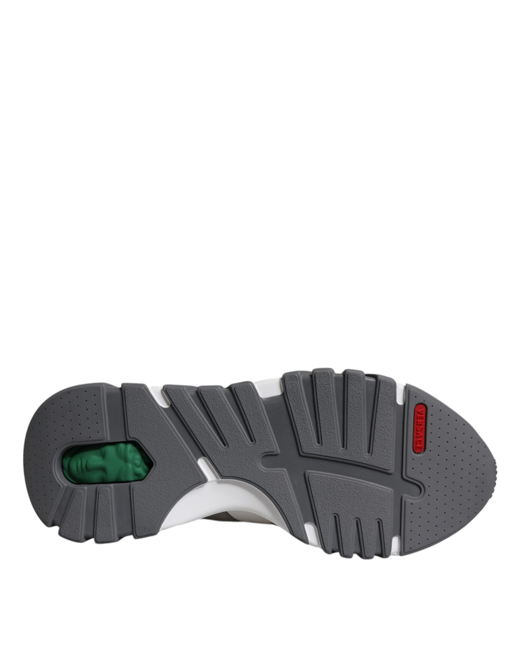 Chaussures sneakers basses Versace Squalo en cuir gris et néoprène, style chunky, chaussures de sport modernes.