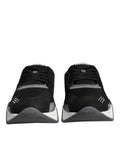 Chaussures basses Versace Squalo en cuir noir et néoprène, baskets chunky à semelle épaisse pour homme.